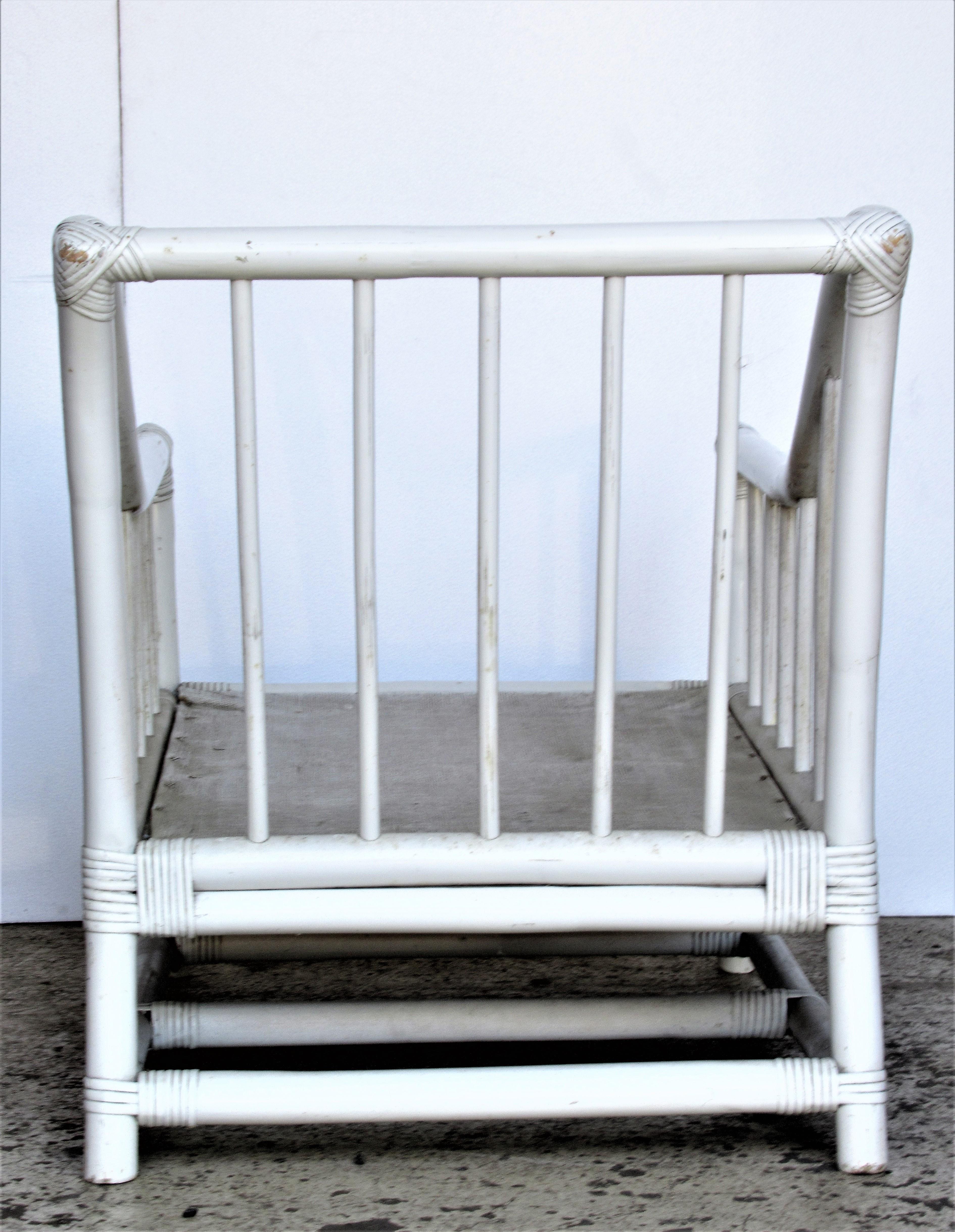 Painted White Lacquered Bamboo Lounge Chair by Tommi Parzinger Willow and Reed