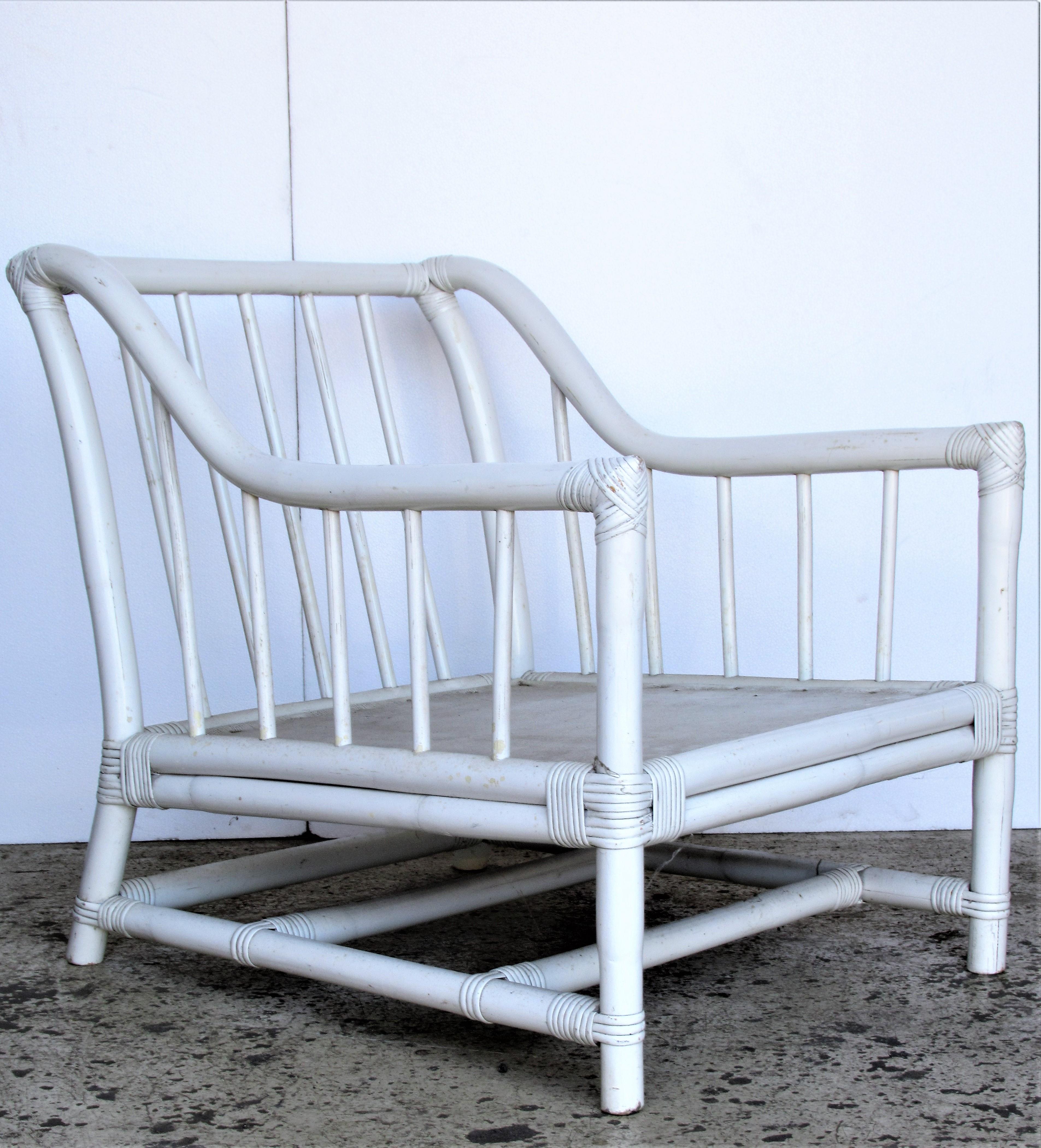 White Lacquered Bamboo Lounge Chair by Tommi Parzinger Willow and Reed 1
