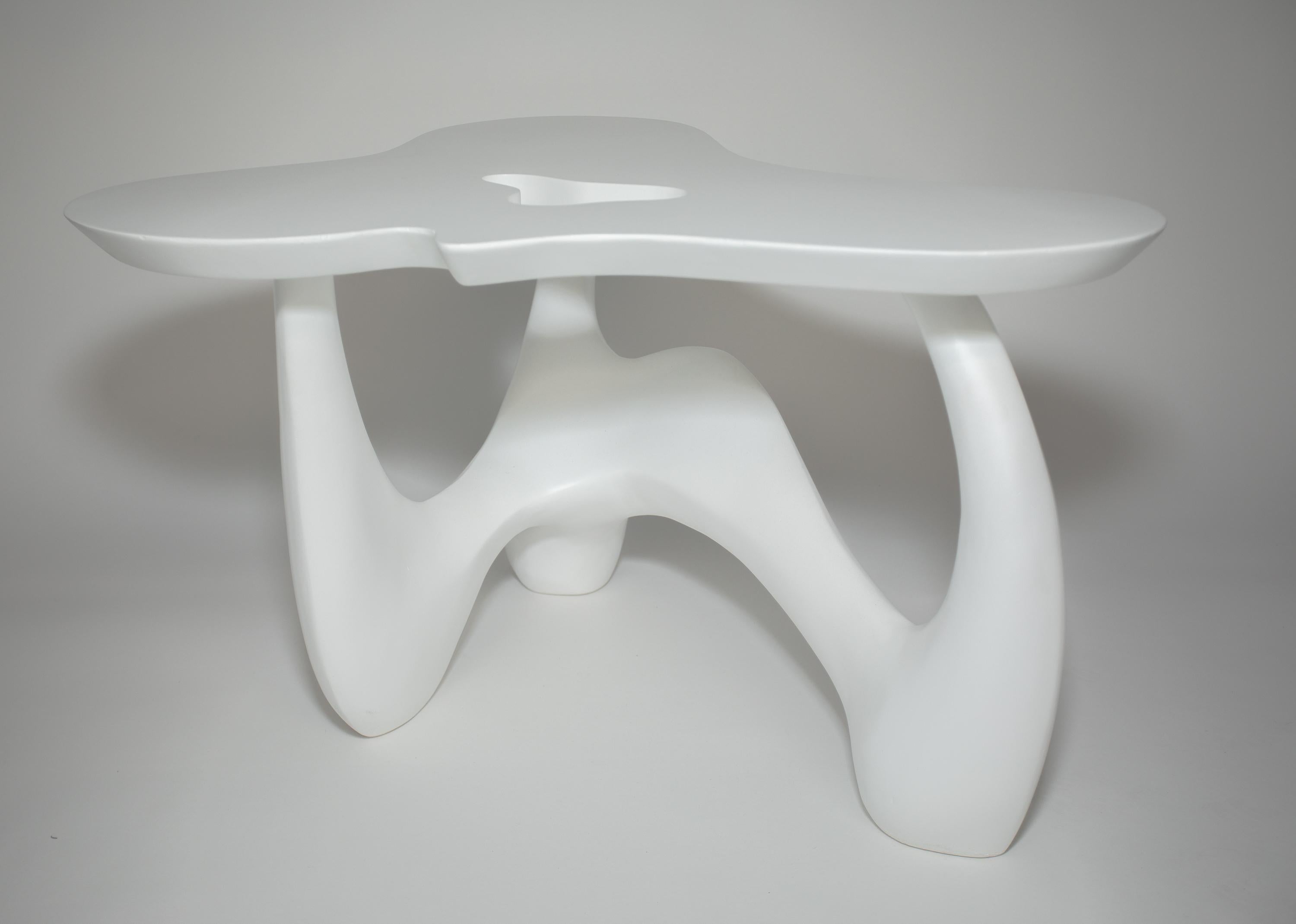 Wood White Lacquered Biomorphic Table For Sale