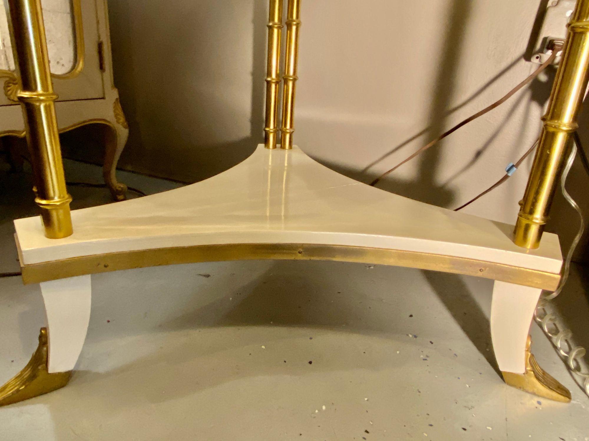 Table Bouilliote avec plateau en laiton laqué blanc et plateau en marbre, style Maison Jansen en vente 8