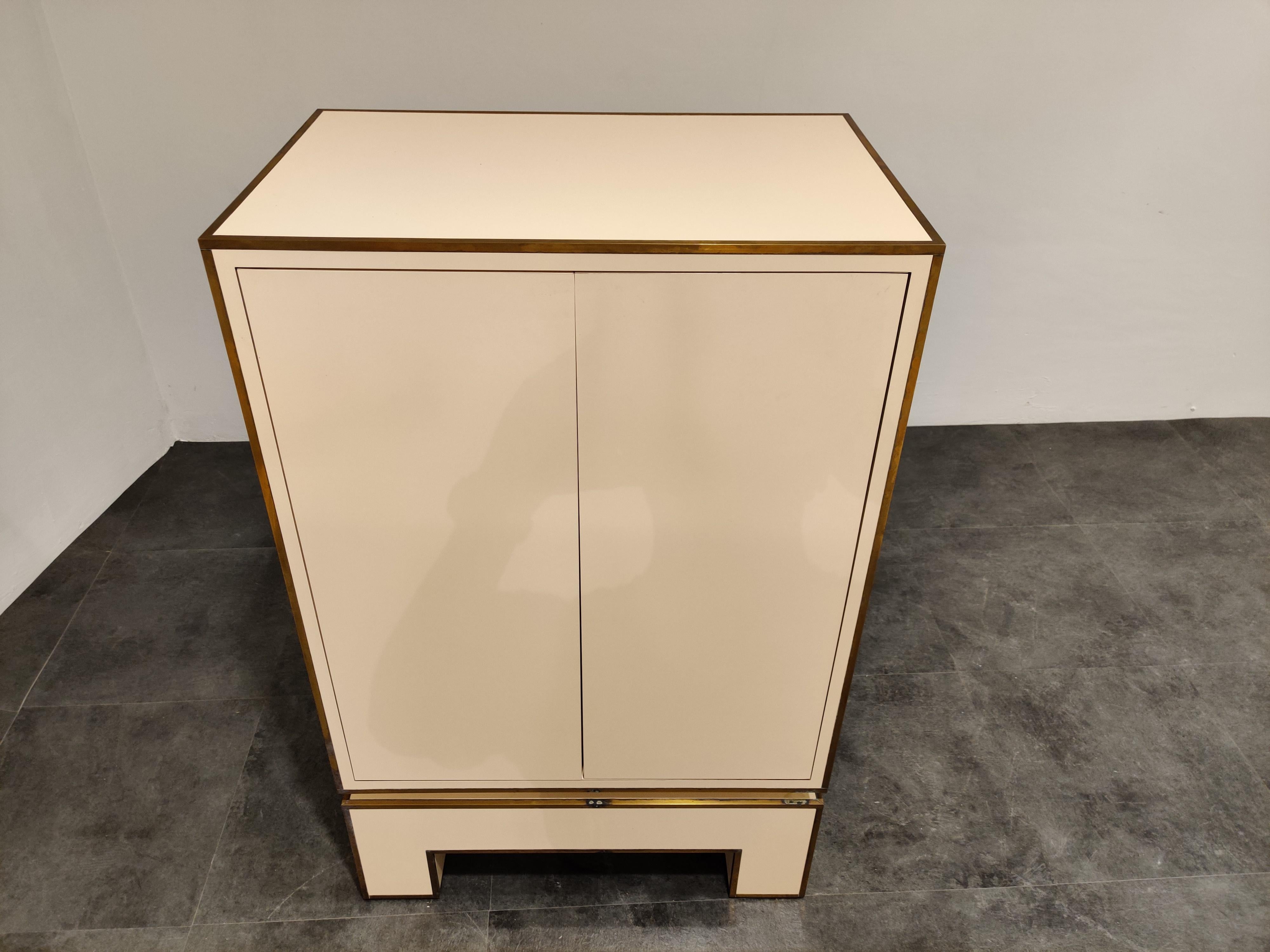 Hollywood Regency White Lacquered Cabinet by Alain Delon, 1970s