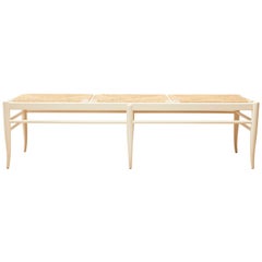 White Lacquered Caned Bench