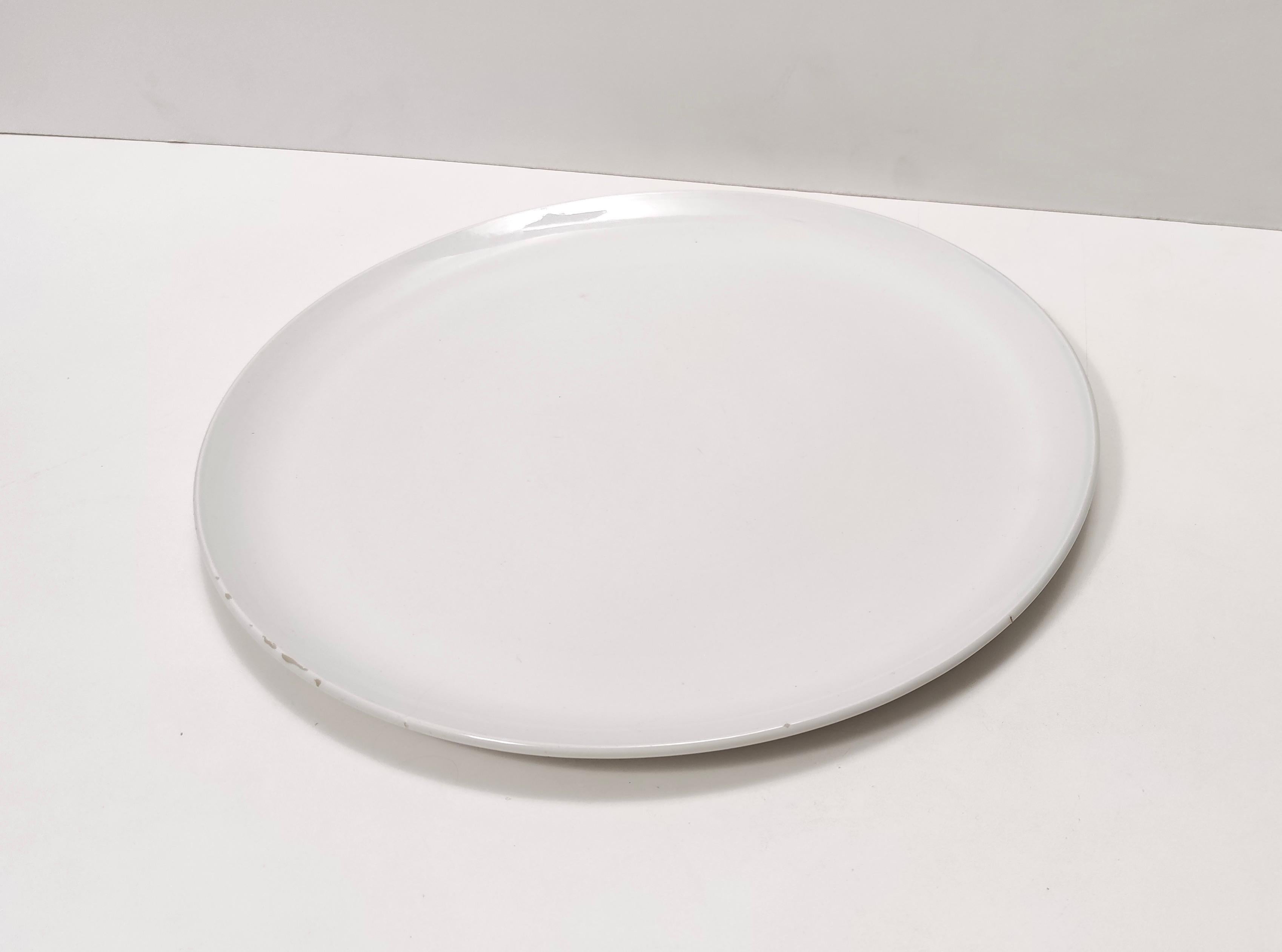 White Lacquered Ceramic Dessert Plate by Ginori Ascribable to Gio Ponti, Italy For Sale 1