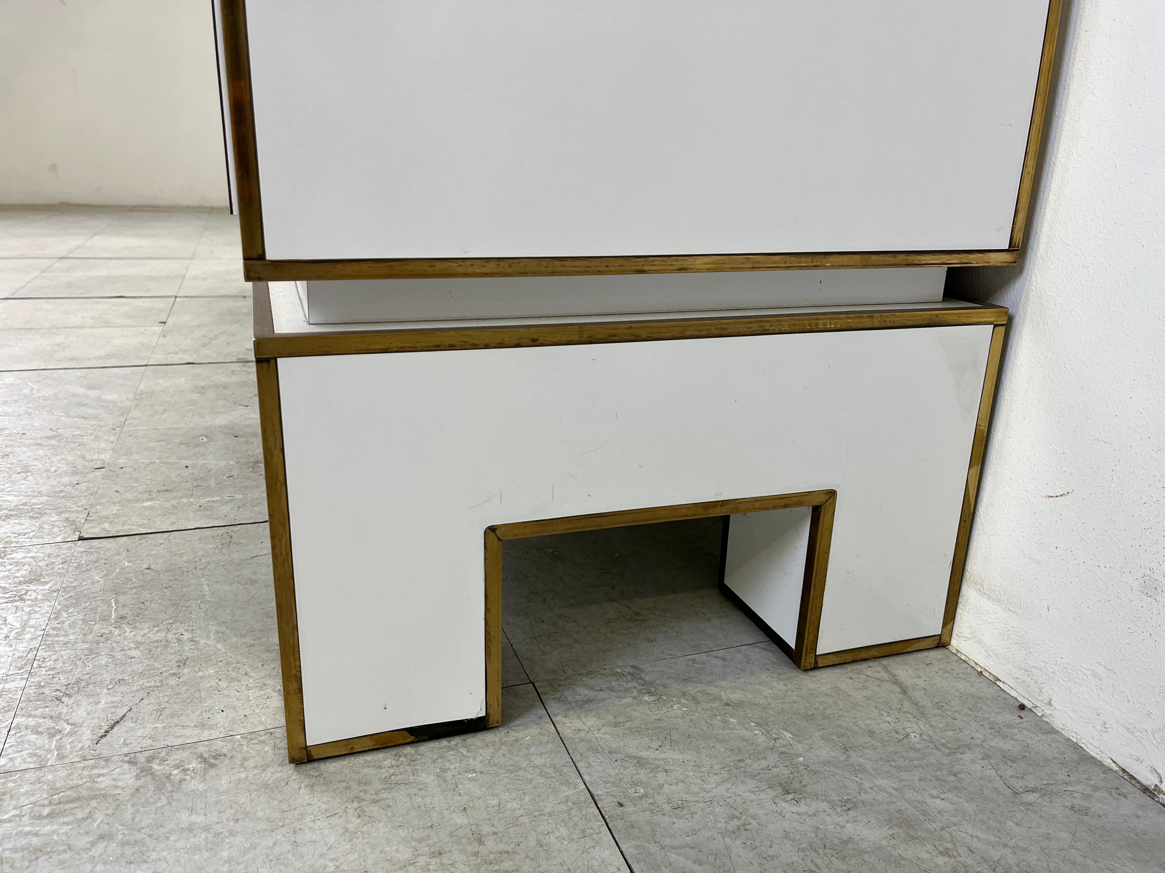 White lacquered credenza by Alain Delon with mirror, 1970s For Sale 3