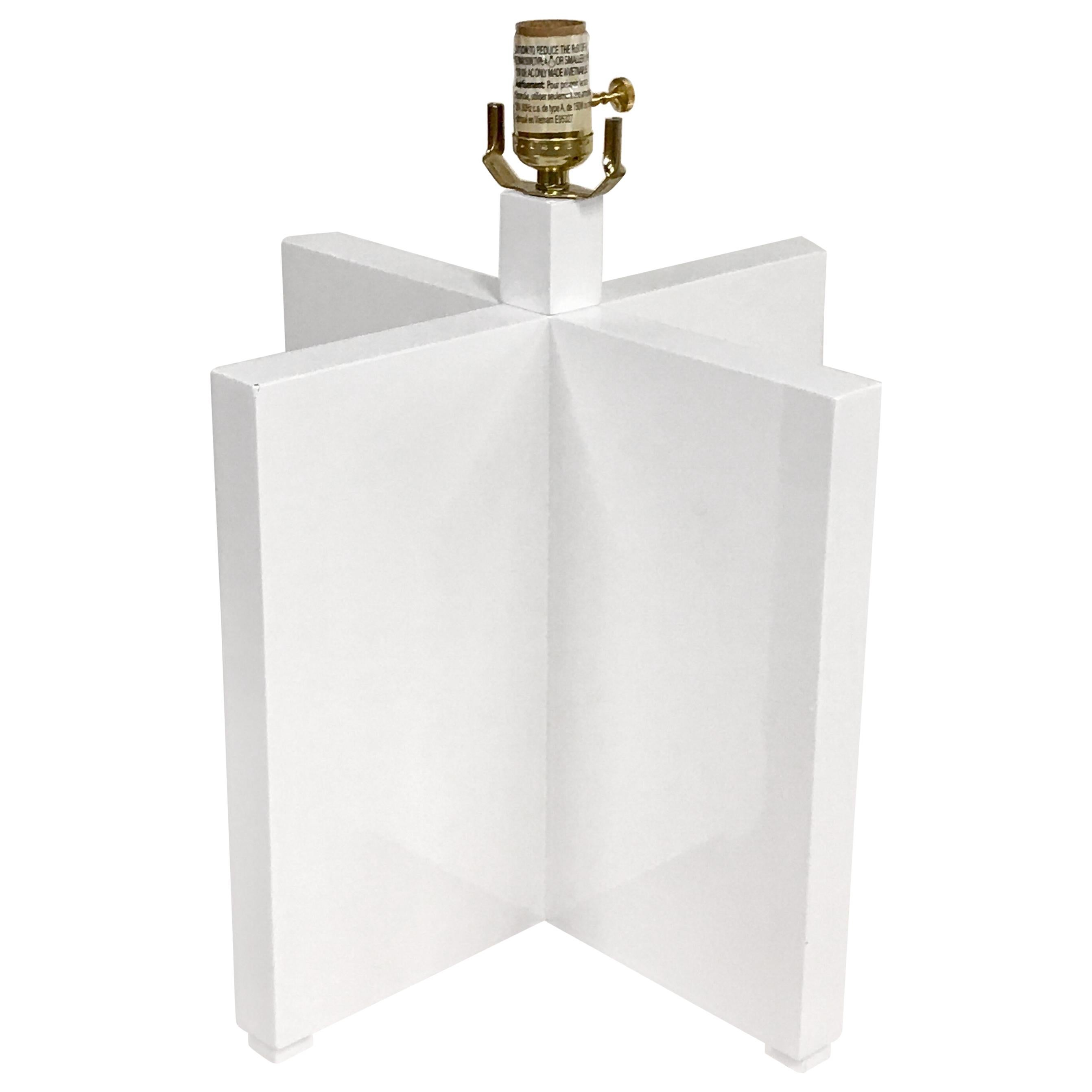 White Lacquered Croisillon Lamp  For Sale