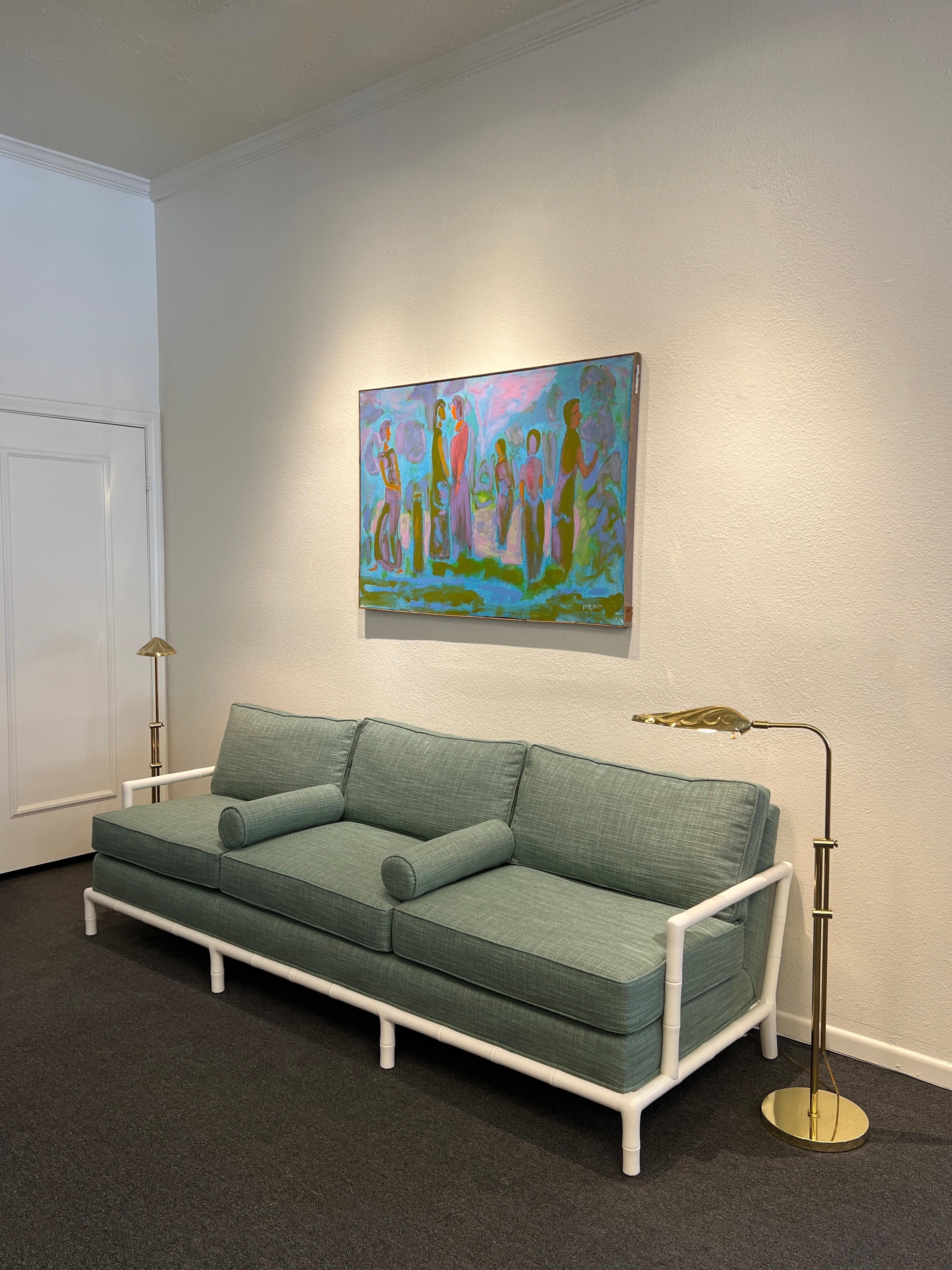 Weiß lackiertes Sofa aus Kunstbambus, Robsjohn Gibbings zugeschrieben im Angebot 5
