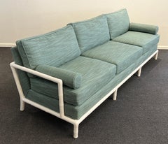 White Lacquered Faux Bamboo Sofa Attributed to Robsjohn Gibbings