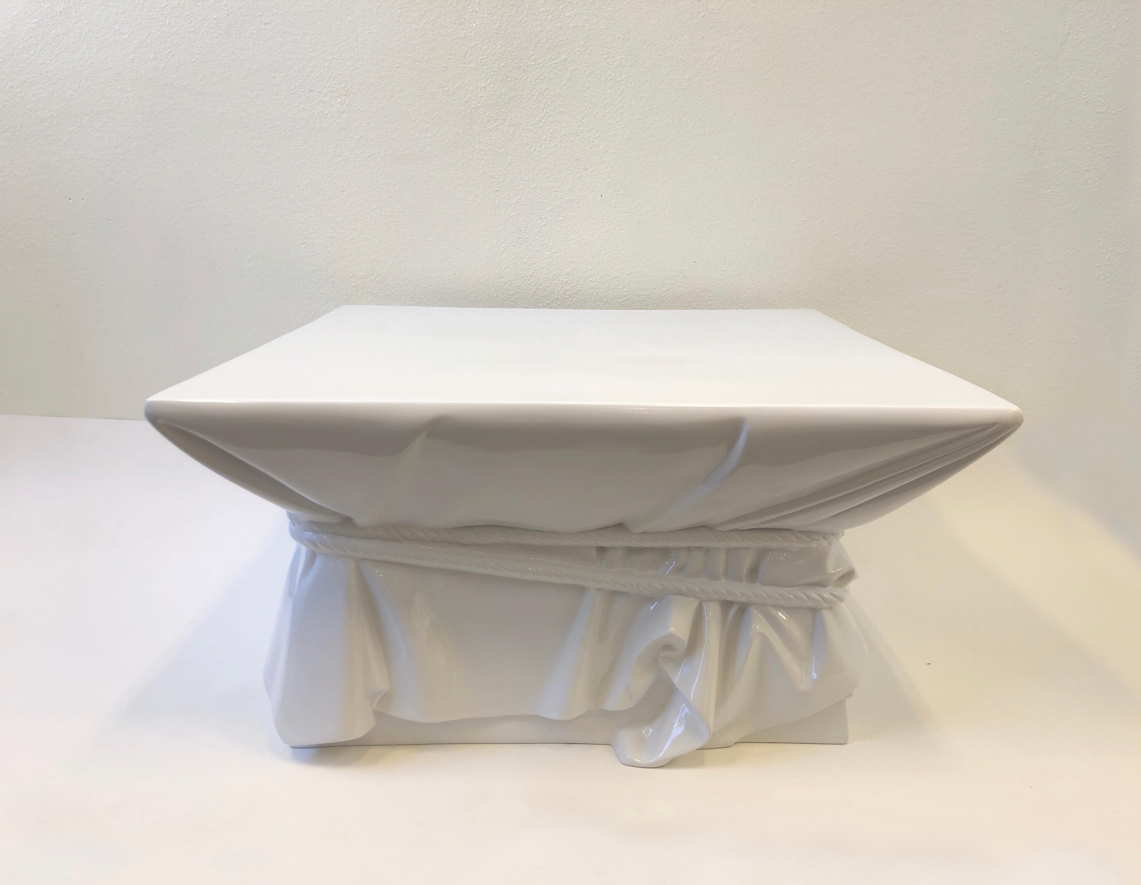 White Lacquered Fiberglass Cocktail Table in the Style of John Dickinson 1