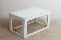 White Lacquered Grass Cloth Coffee Table