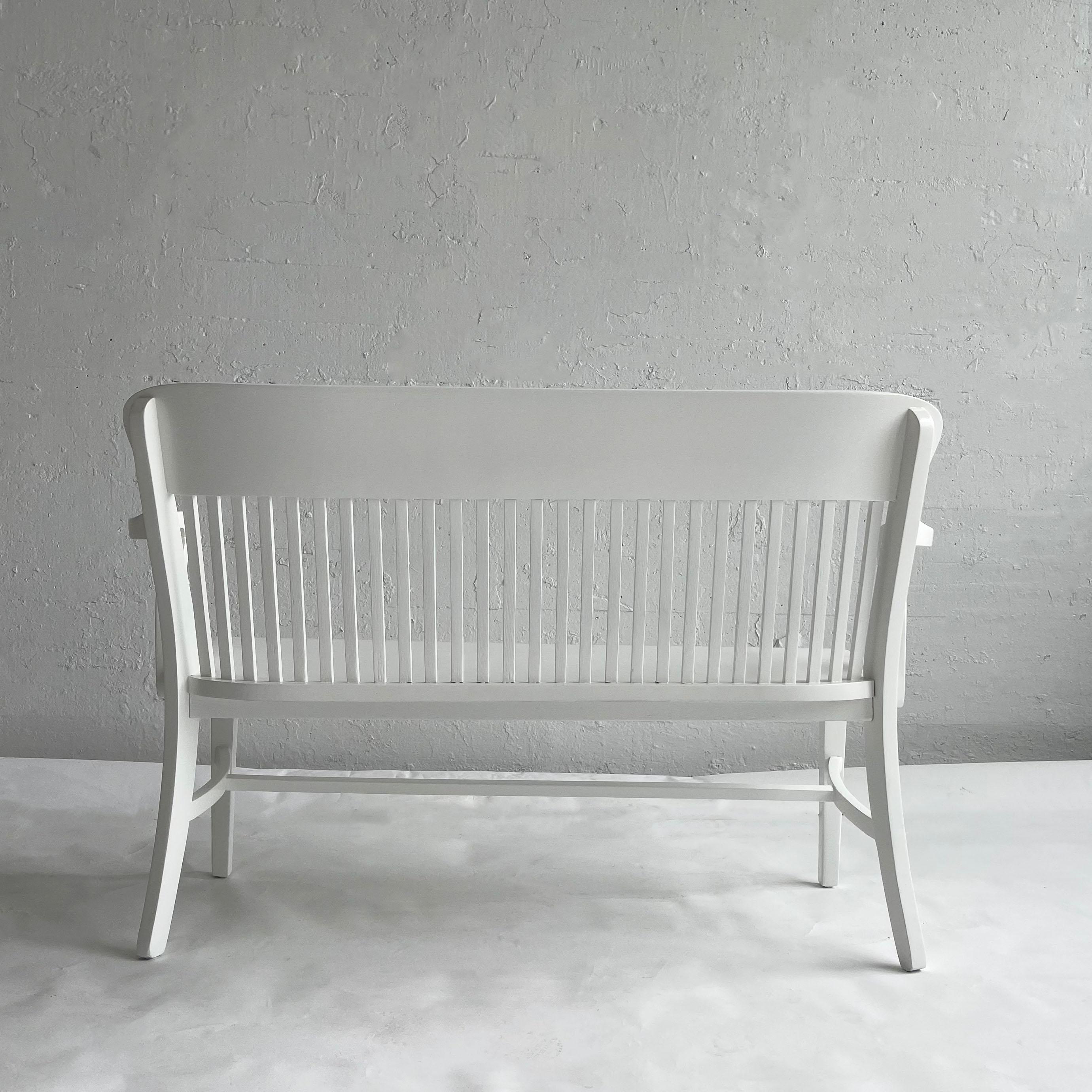 20th Century White Lacquered Industrial Oak Court Bench For Sale
