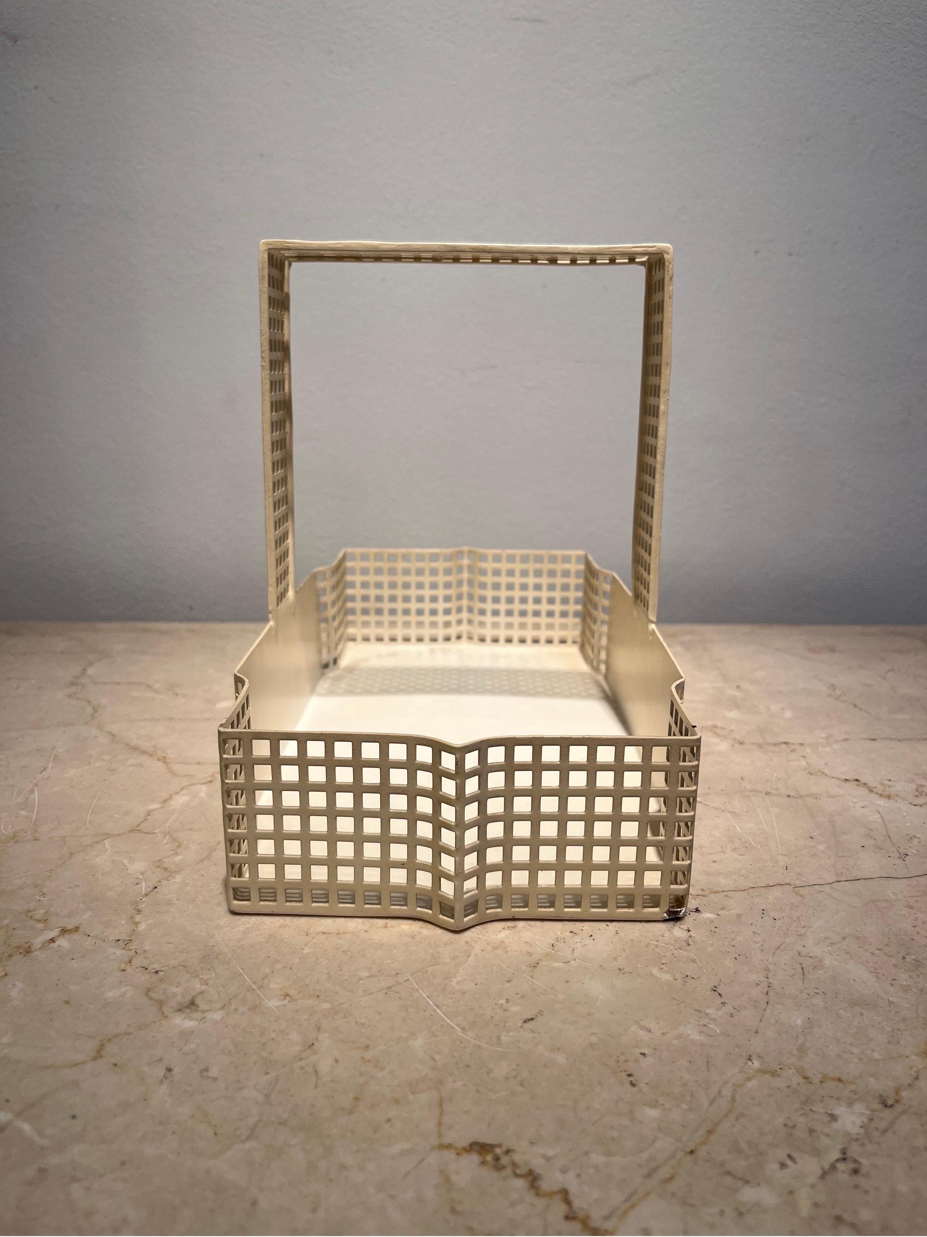 Late 20th Century White Lacquered Metal Basket by Josef Hoffman for Bieffeplast, 1980s For Sale