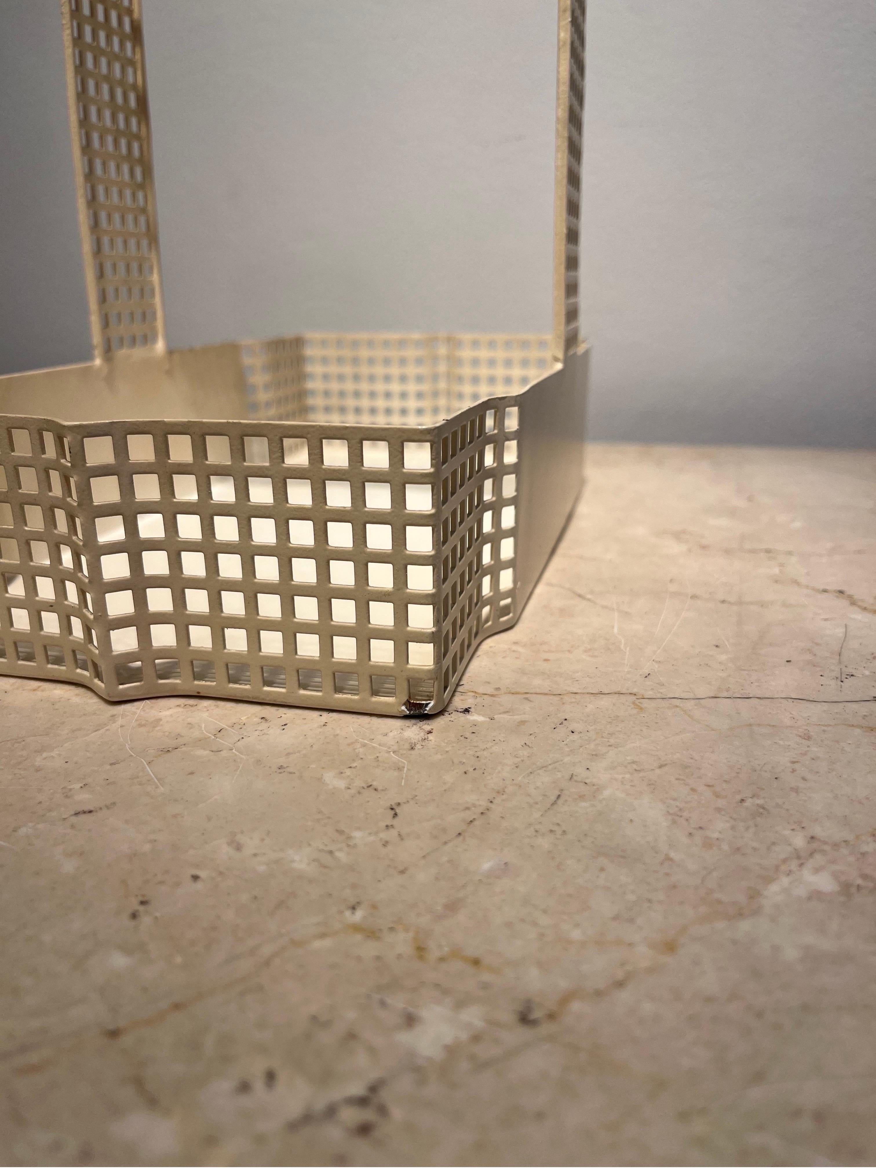 White Lacquered Metal Basket by Josef Hoffman for Bieffeplast, 1980s For Sale 1