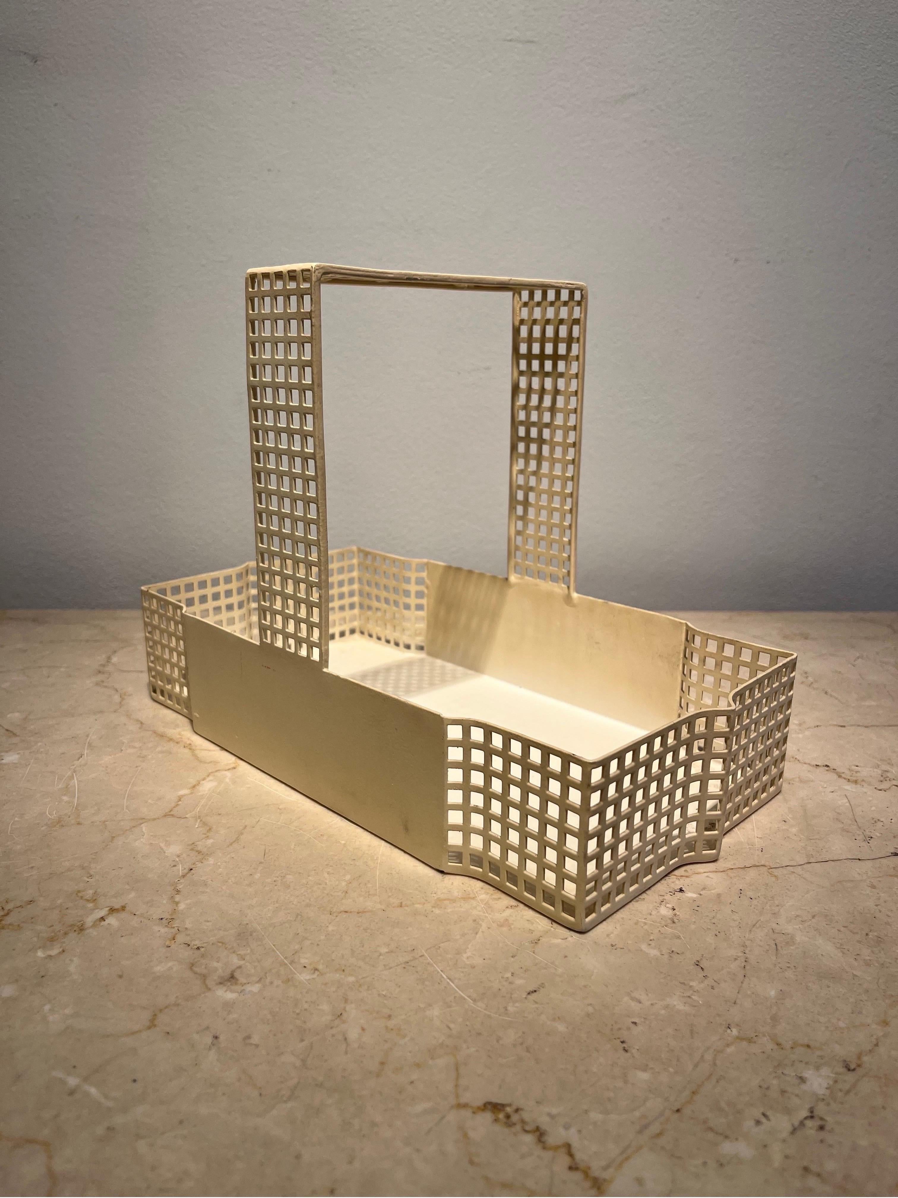 White Lacquered Metal Basket by Josef Hoffman for Bieffeplast, 1980s For Sale 2