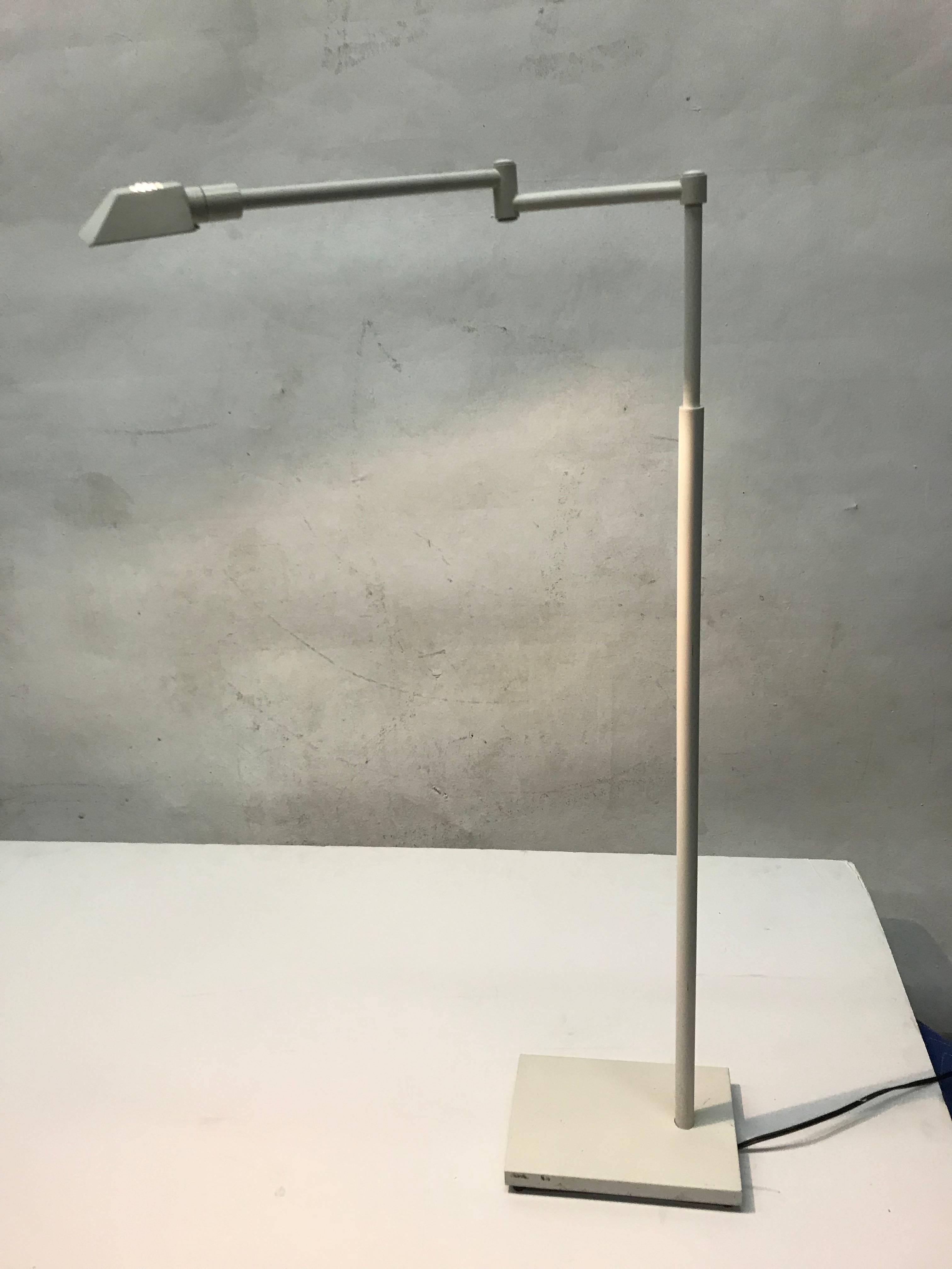 Mid-Century Modern White Lacquered Metal Swing Arm Lamp