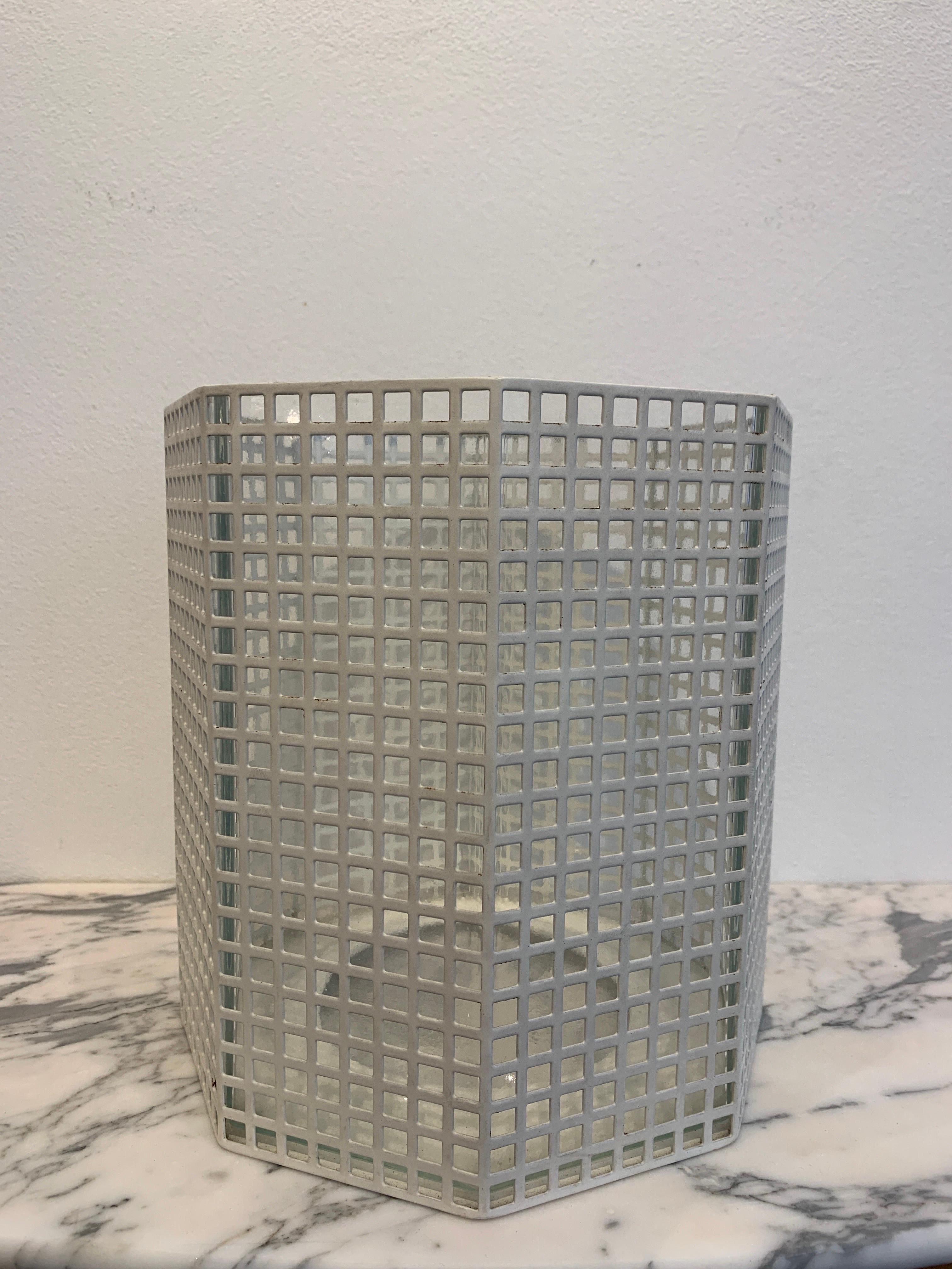 Post-Modern White Lacquered Metal Vase by Josef Hoffmann for Bieffeplast, Italy 1980
