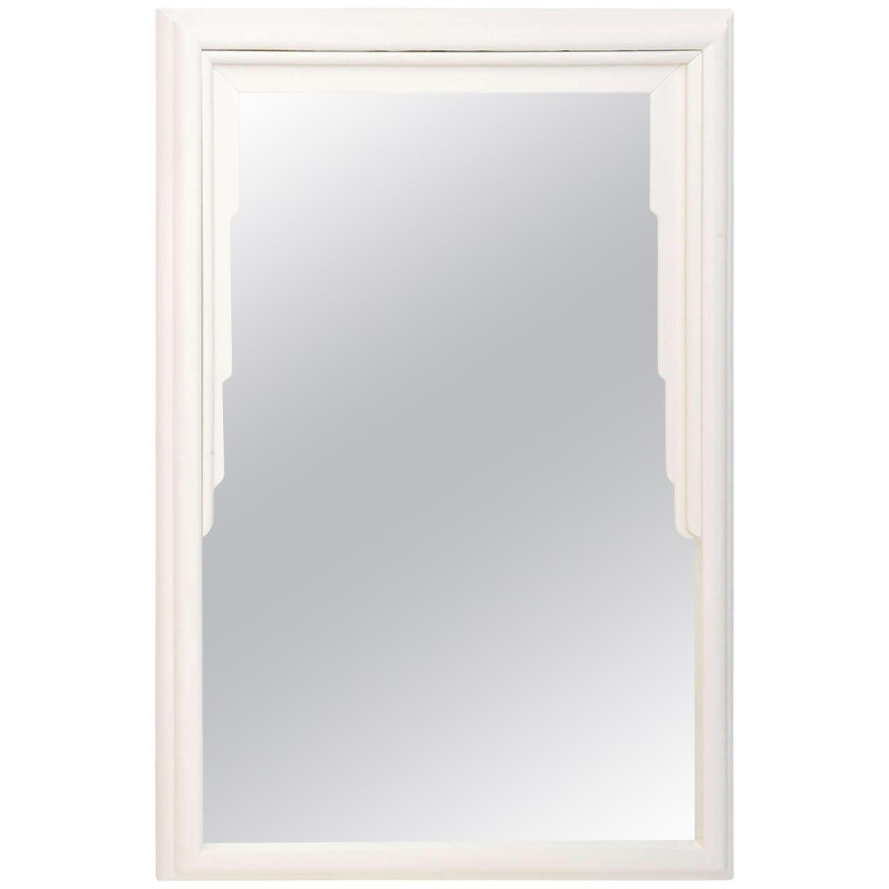 White lacquered Mirror Style of Dorothy Draper