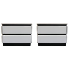 White Lacquered Nightstands by Rougier, Pair