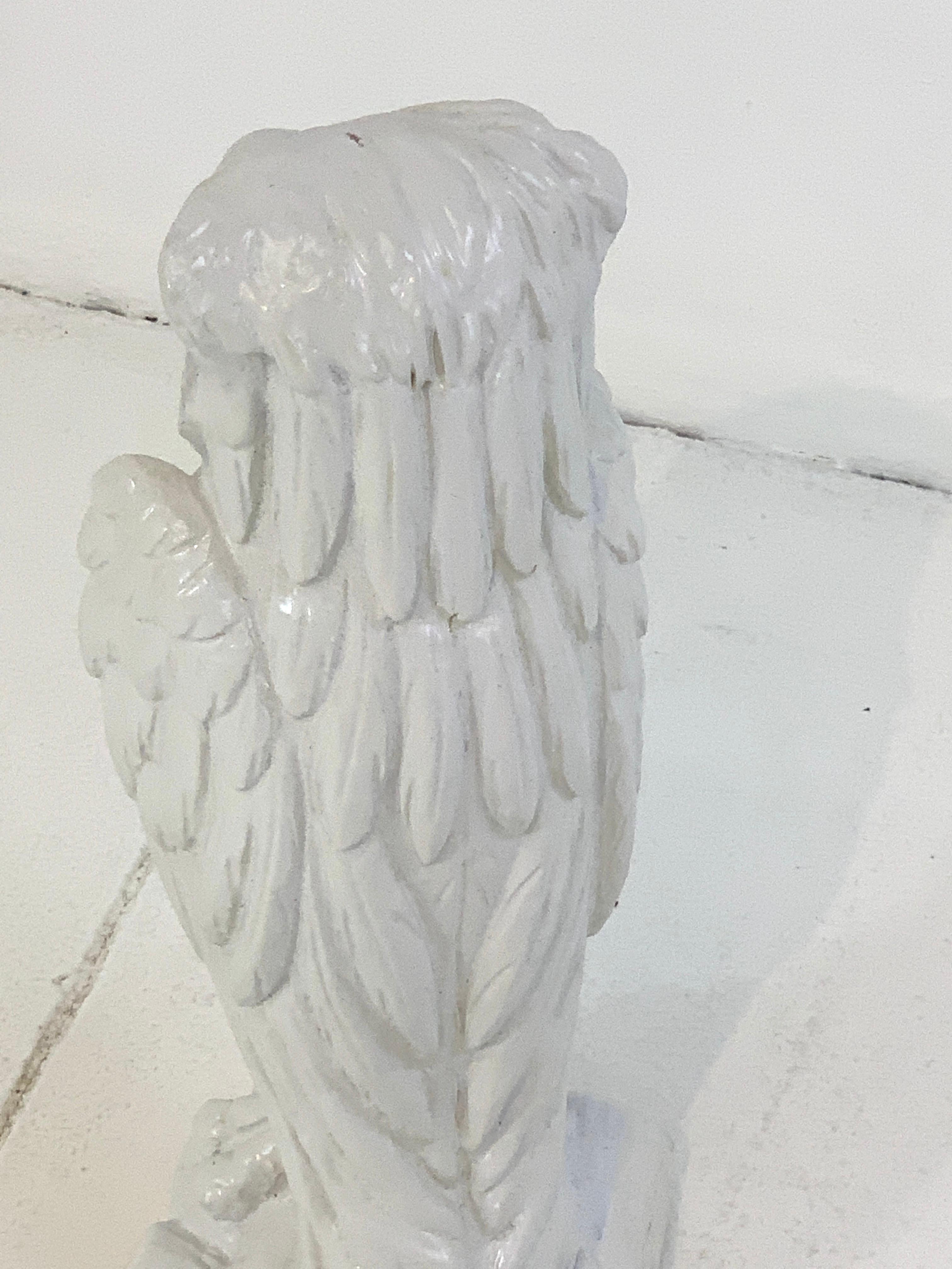 Carved White Lacquered Owl Motif Coffee Table Base, Atrbutted to Gampel & Stoll 
