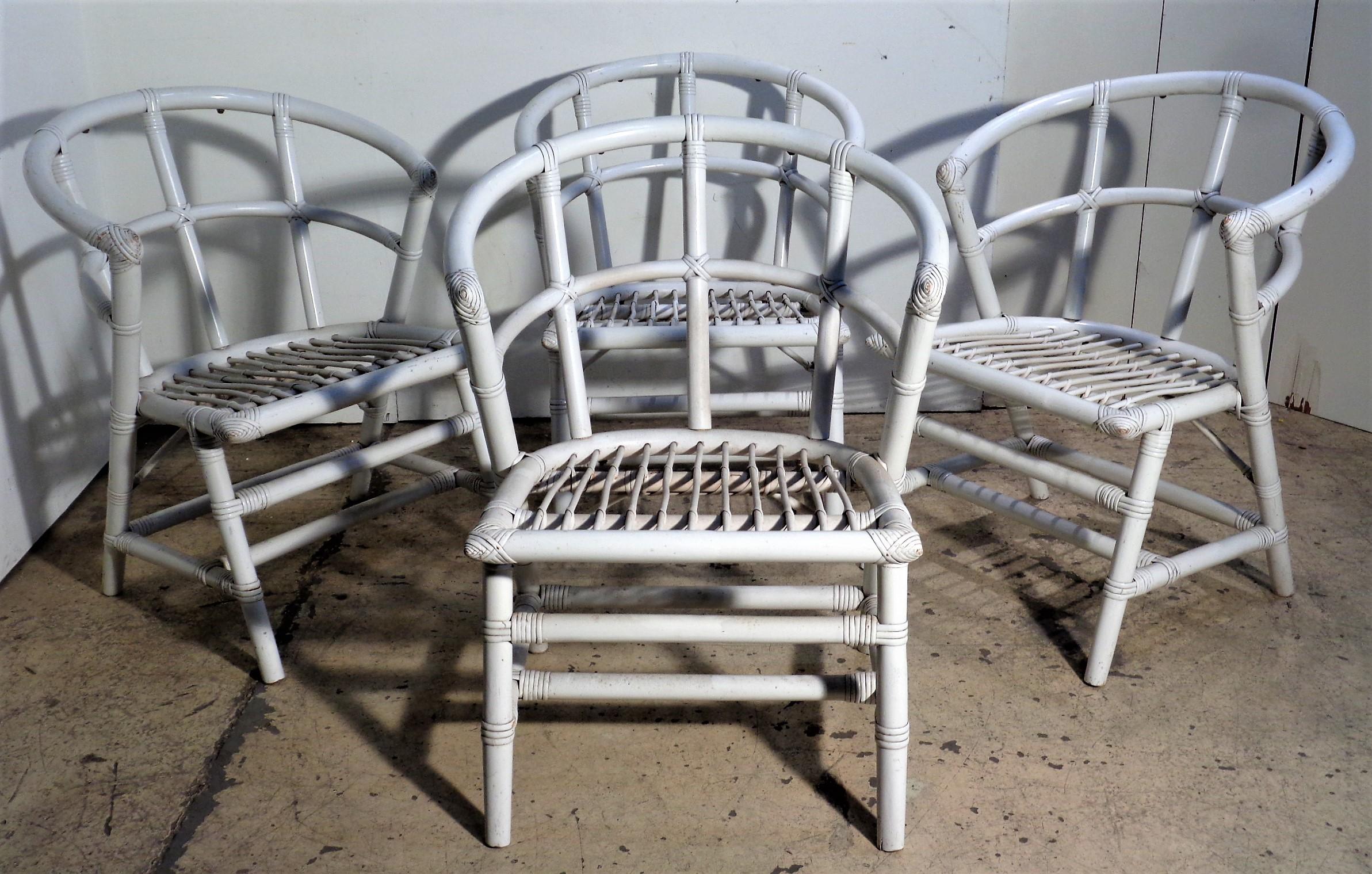 White Lacquered Rattan Armchairs by Willow and Reed / Tommi Parzinger  4