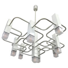 Sciolari White Lacquered SA Boulanger Geometric Chandelier, 1970s