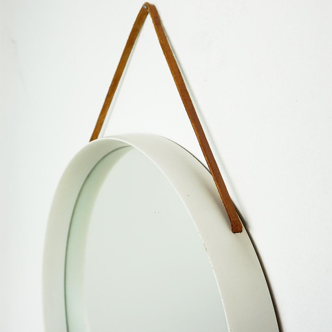 Swedish White Lacquered Scandinavian Wall Mirror attr. Luxus Vittsjö Sweden For Sale