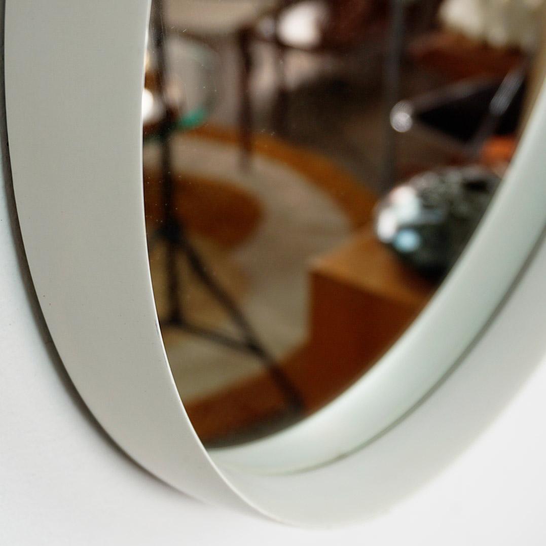 Mid-20th Century White Lacquered Scandinavian Wall Mirror attr. Luxus Vittsjö Sweden For Sale
