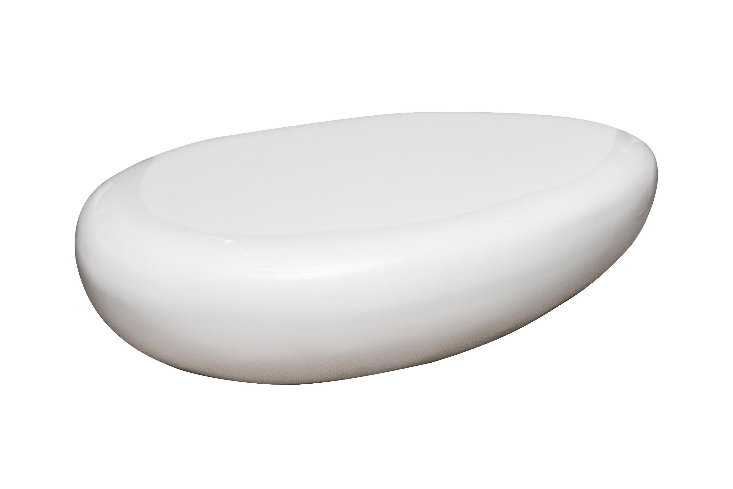 White Lacquered Sculptural Resin Bean Cocktail Table 4