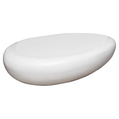 White Lacquered Sculptural Resin Bean Cocktail Table