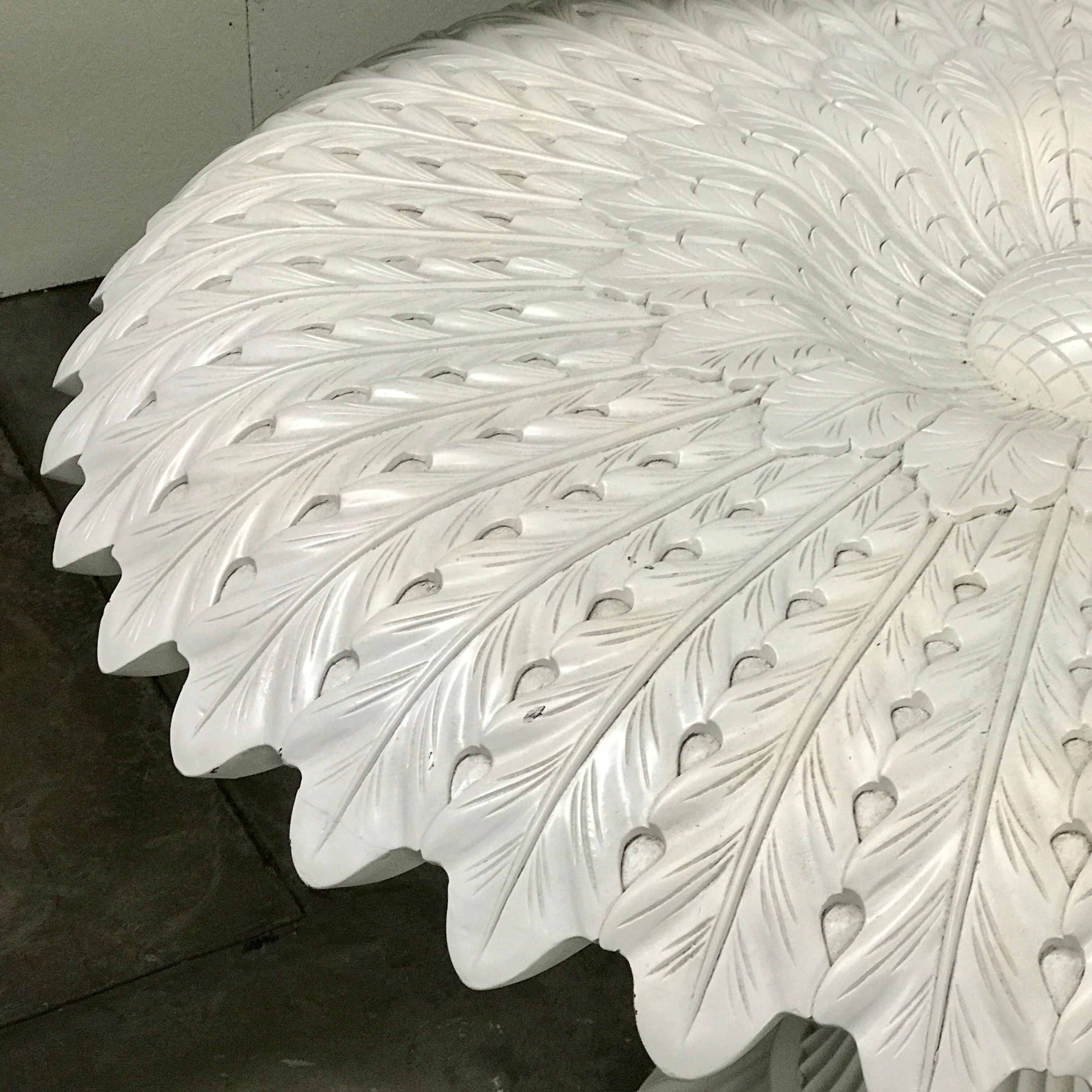 Mexican White Lacquered Sculptural Sunflower Table, in the Manner of Pedro Friedeberg For Sale