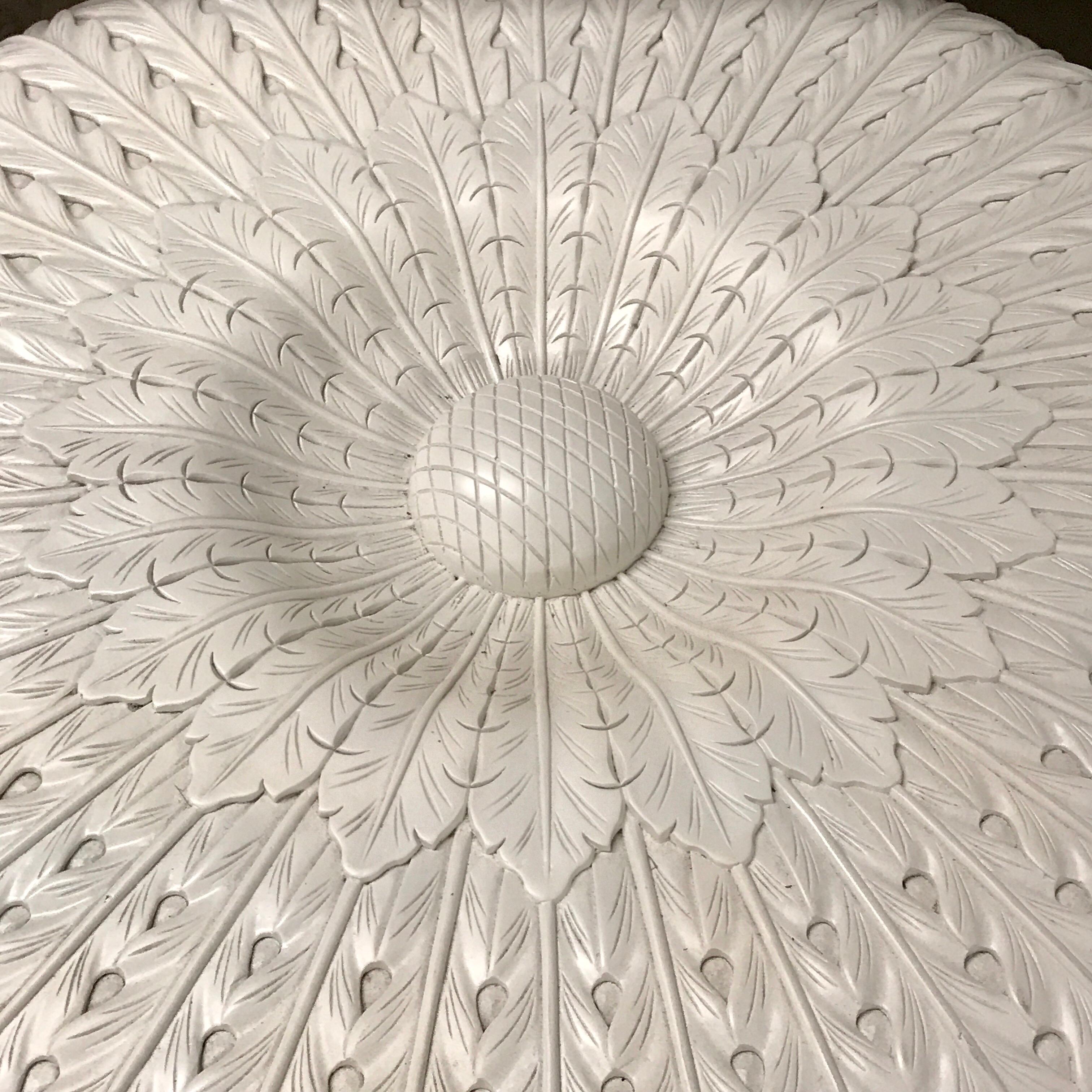 Carved White Lacquered Sculptural Sunflower Table, in the Manner of Pedro Friedeberg For Sale
