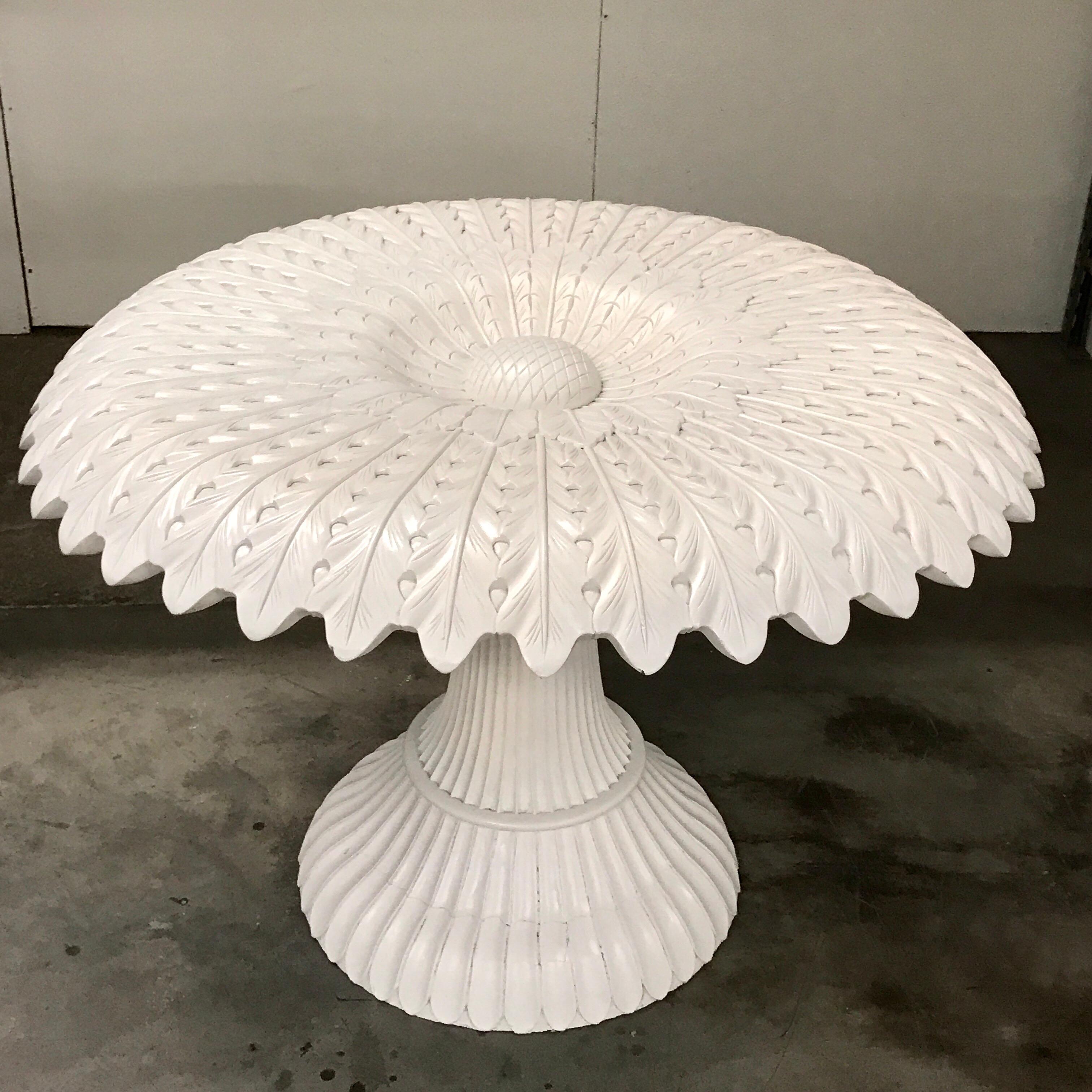 20th Century White Lacquered Sculptural Sunflower Table, in the Manner of Pedro Friedeberg For Sale