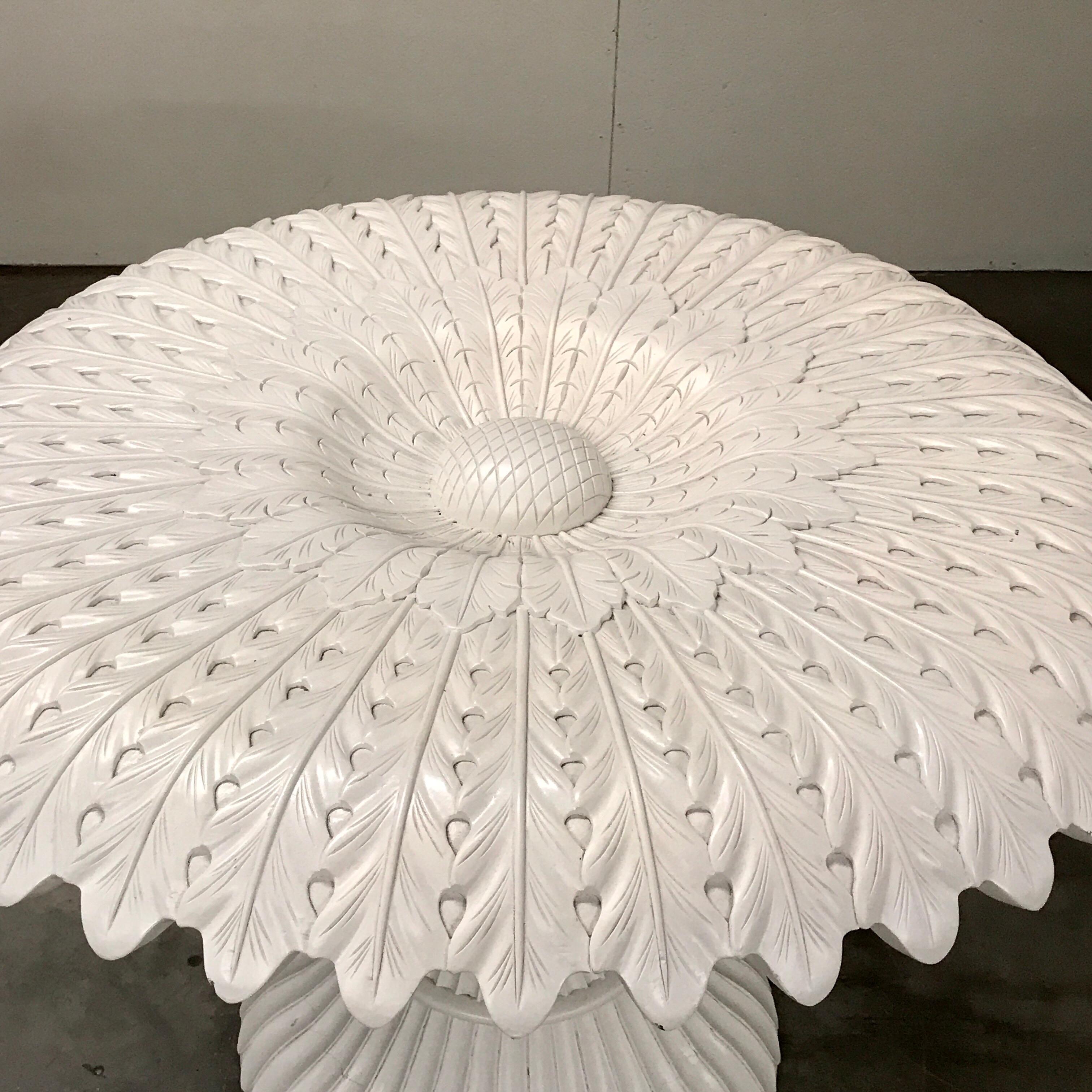 Wood White Lacquered Sculptural Sunflower Table, in the Manner of Pedro Friedeberg For Sale