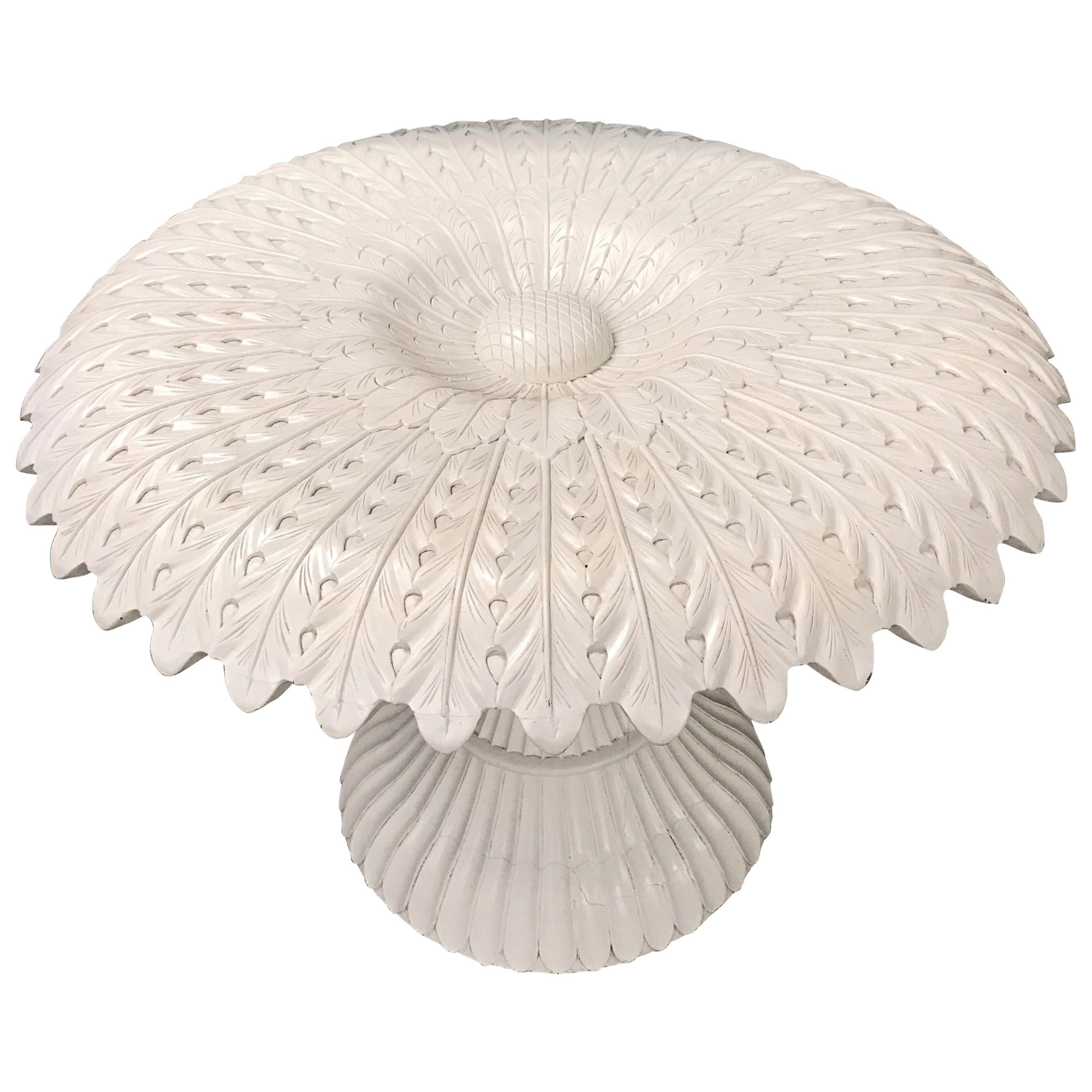 White Lacquered Sculptural Sunflower Table, in the Manner of Pedro Friedeberg For Sale