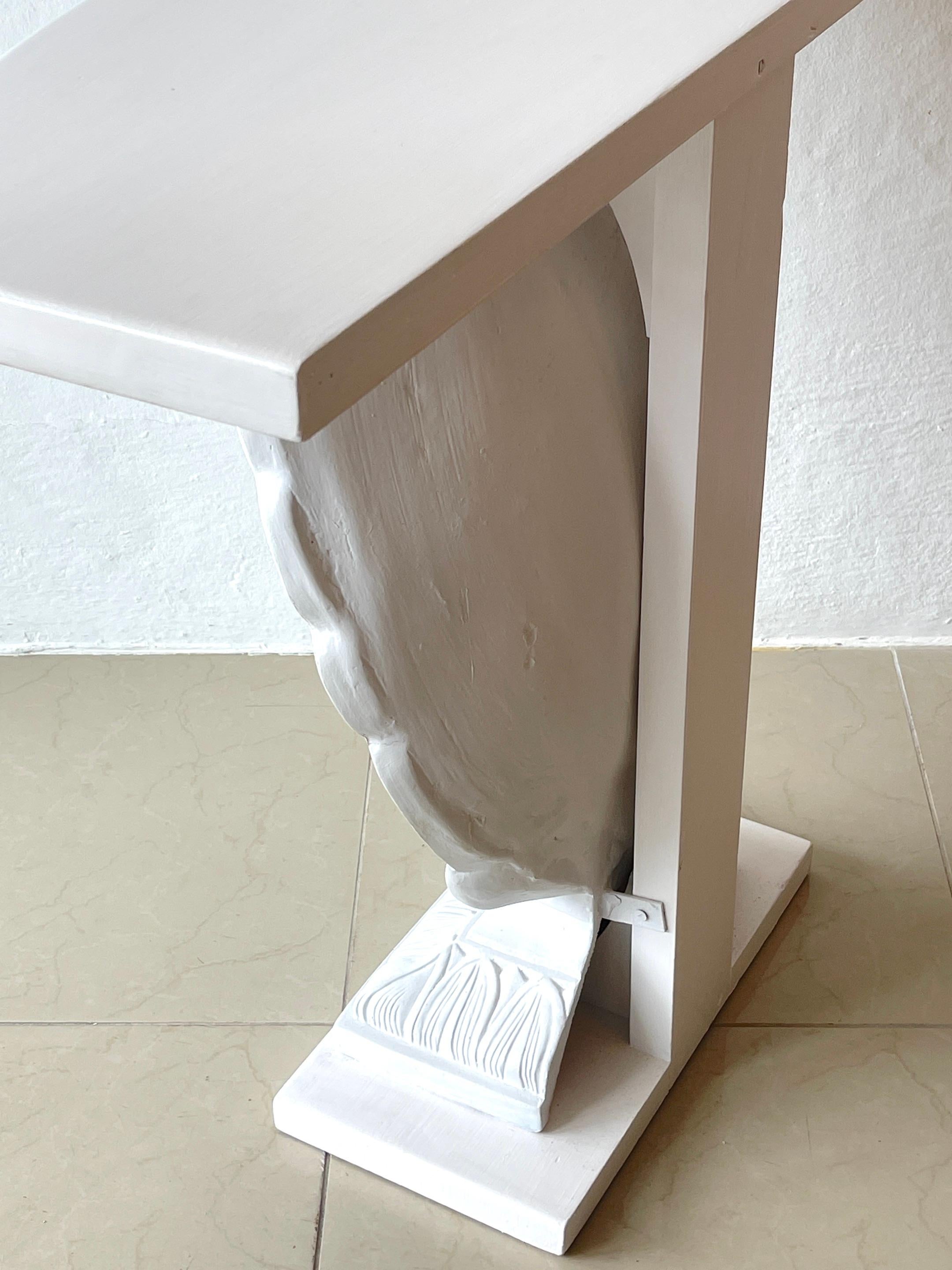 White Lacquered Shell Console by Grosfeld House, Restored 3