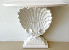 White Lacquered Shell Console by Grosfeld House, Restored