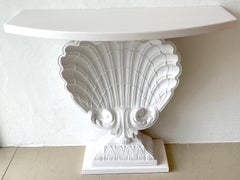 White Lacquered Shell Console by Grosfeld House, Restored