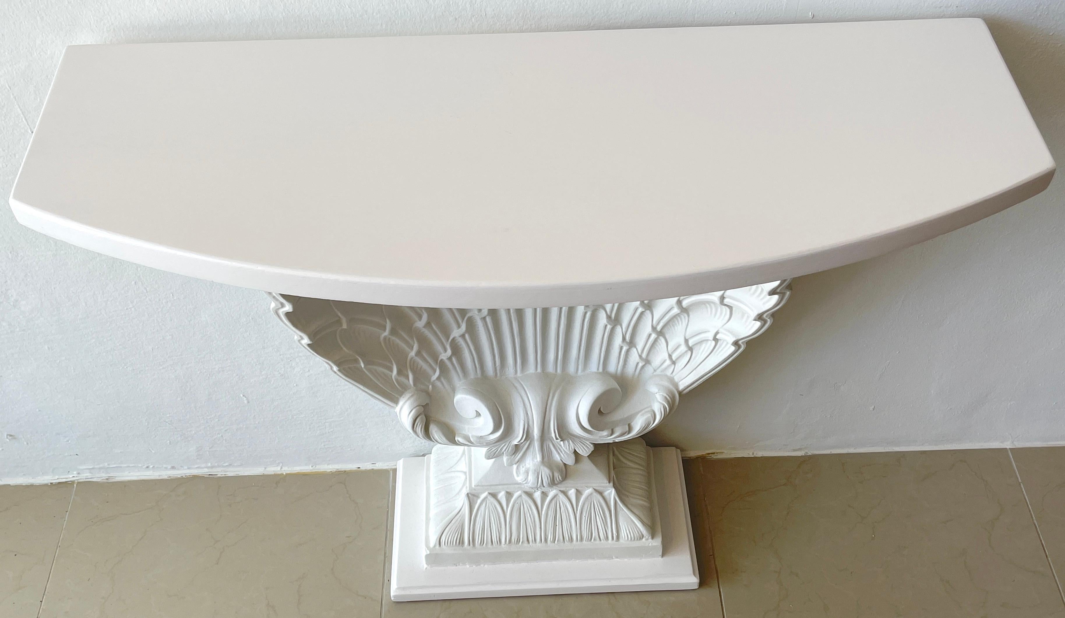 American White Lacquered Shell Console by Grosfeld House, Restored