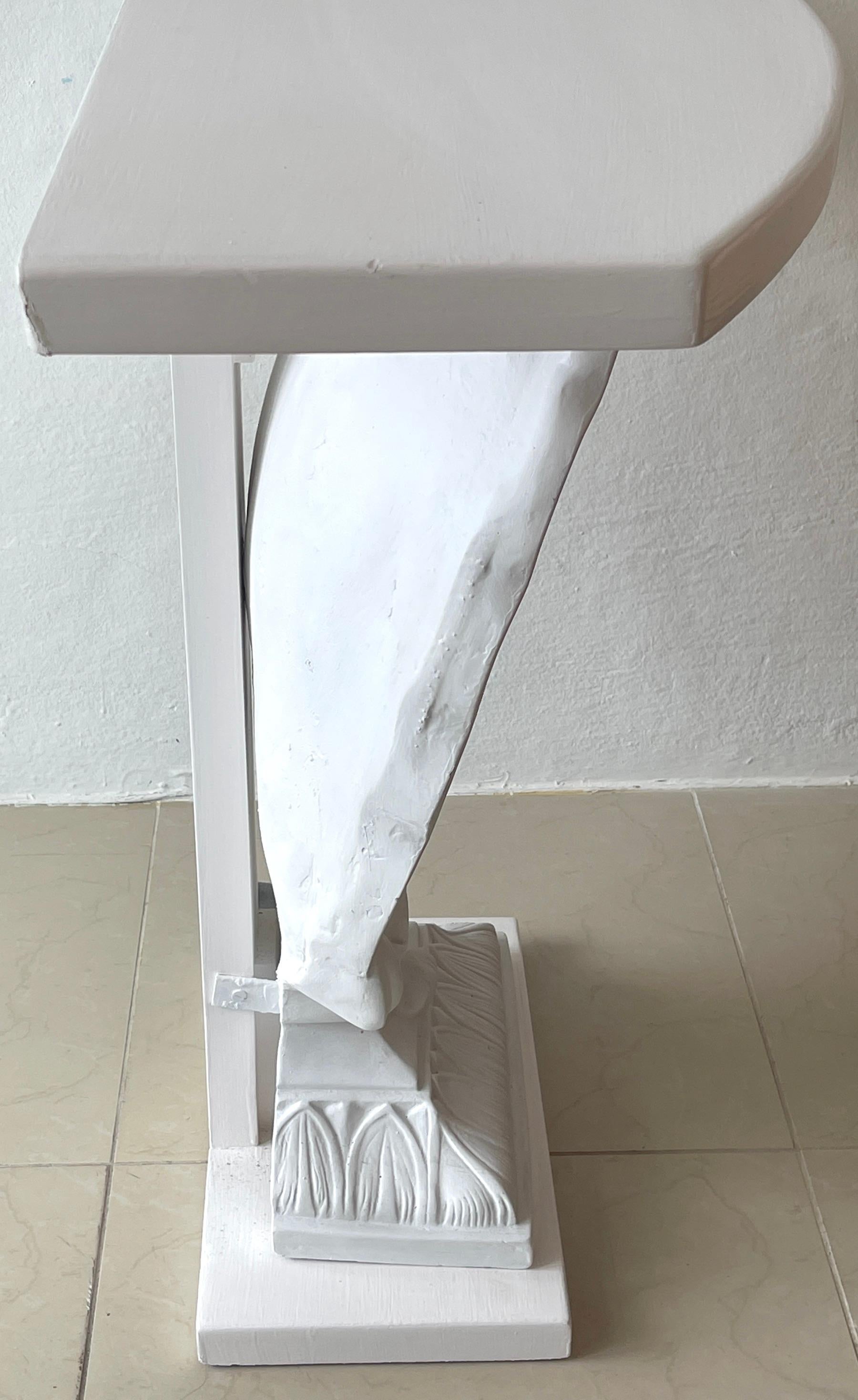 Composition White Lacquered Shell Console by Grosfeld House, Restored