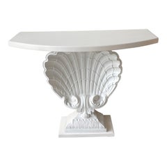 White Lacquered Shell Console by Grosfeld House, Restored