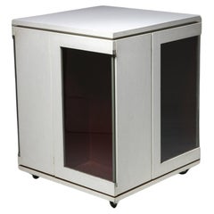 White Lacquered Smoked Glass One Off Dry Bar by Arrigo Rudi, Italy, 1960s