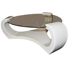 White Lacquered Triskelion Scroll Coffee Table