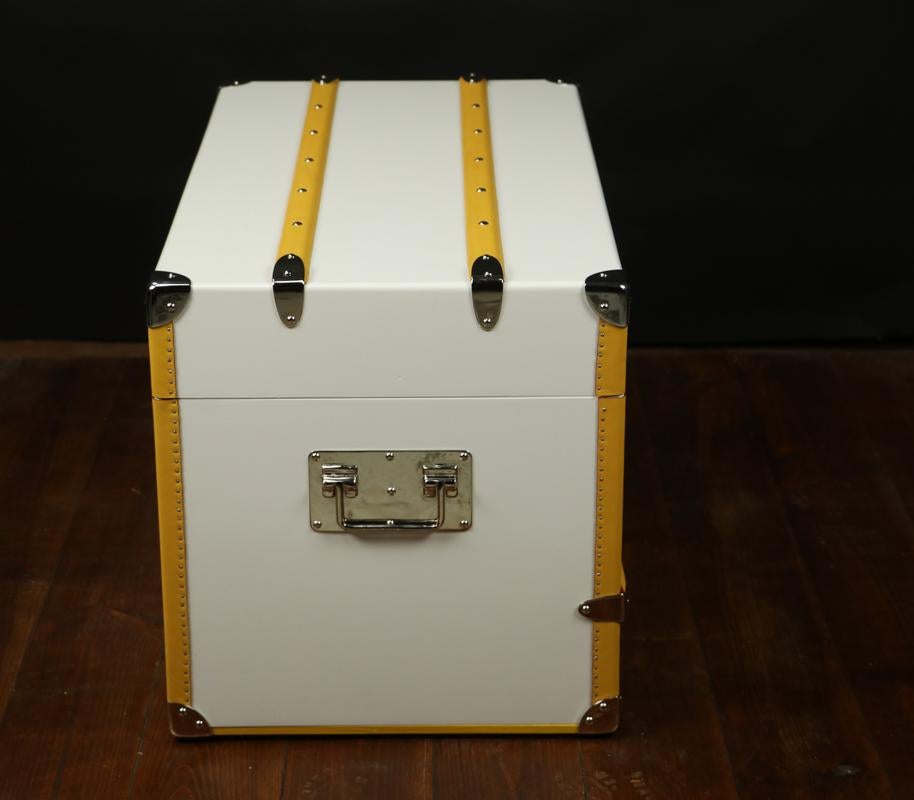 French White Lacquered Trunk For Sale