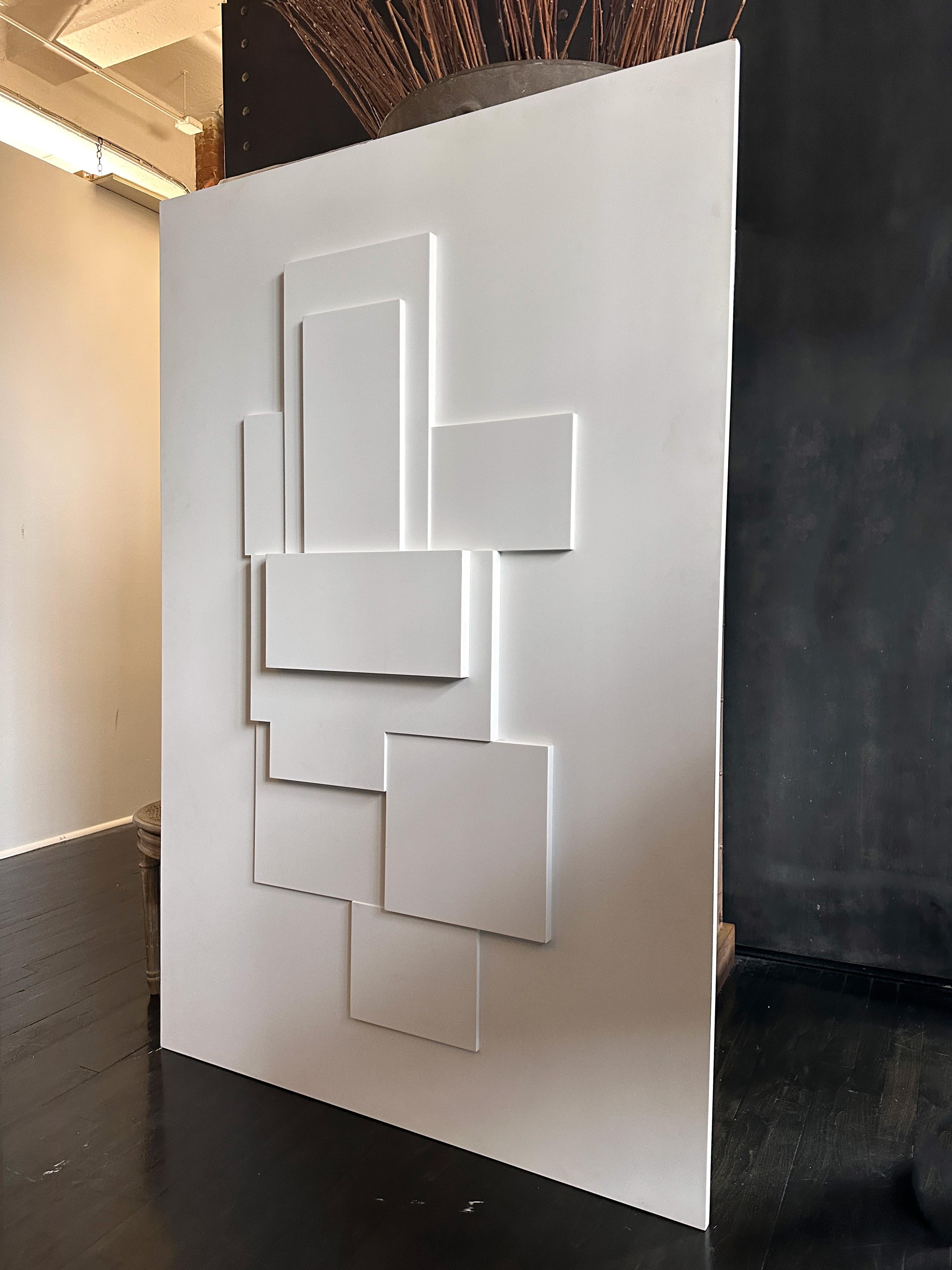 Laqué Pièce d'art de construction en bois laqué blanc « Sans titre » de Juan Montoya 2018 en vente