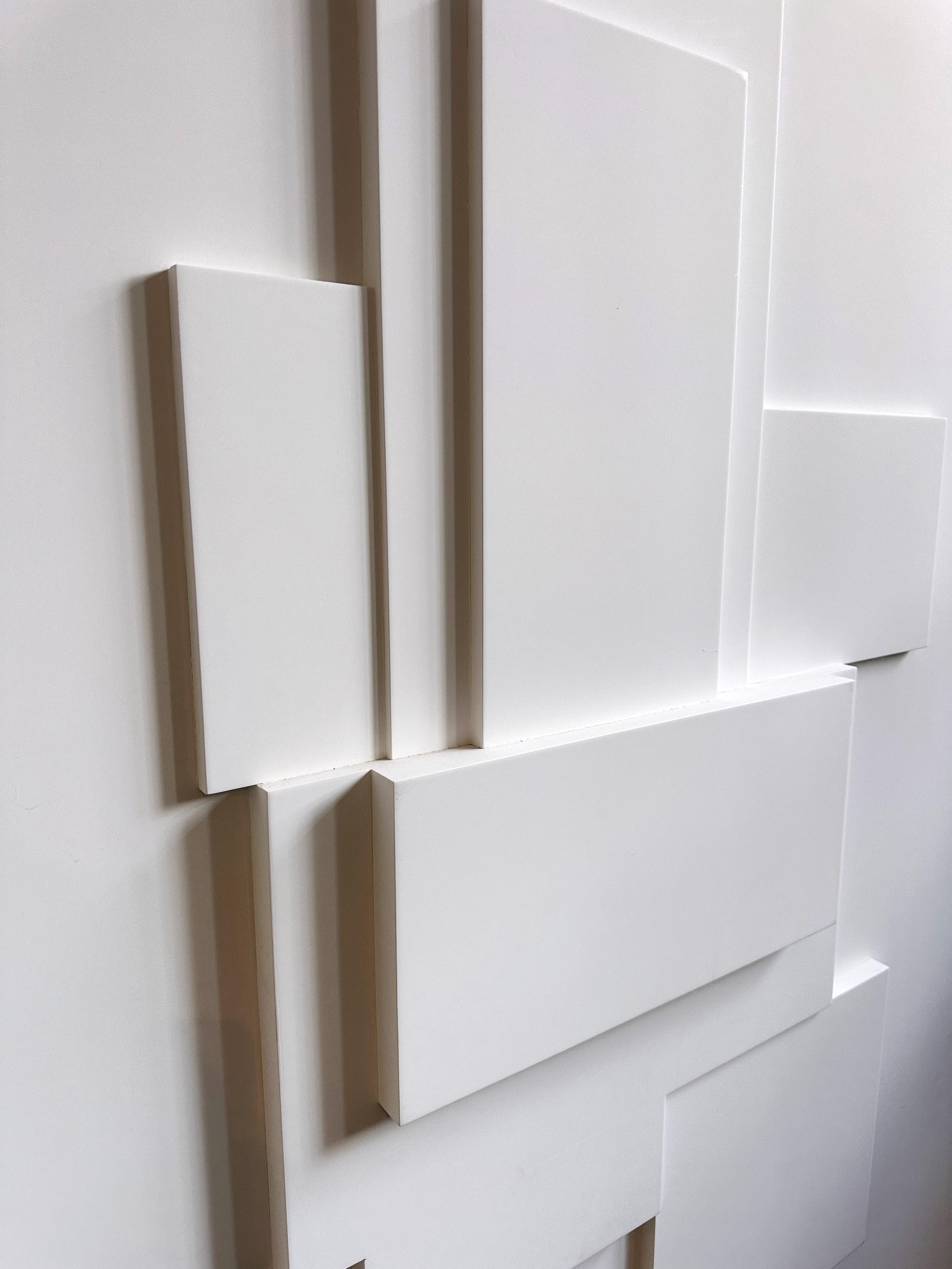 Contemporary White Lacquered Wood Construction Art Piece 