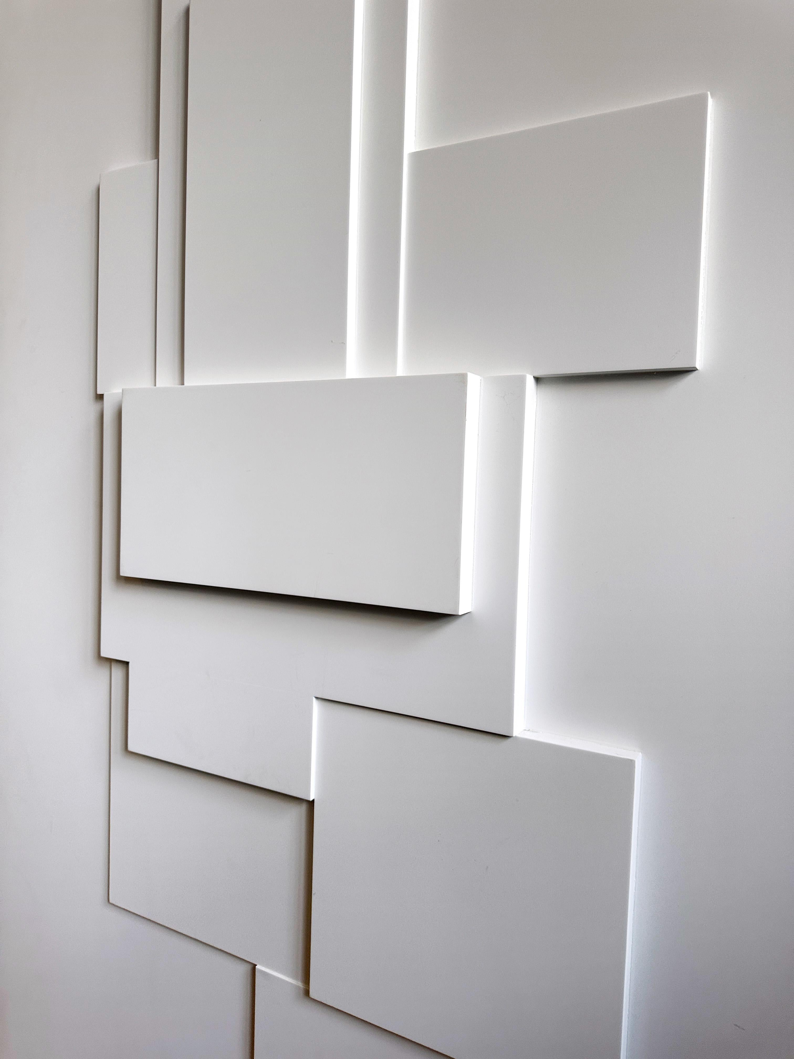 Weiß lackiertes Holzkonstruktionskunstwerk „Ohne Titel“ von Juan Montoya, 2018 (21. Jahrhundert und zeitgenössisch) im Angebot
