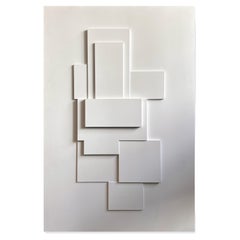 Pièce d'art de construction en bois laqué blanc « Sans titre » de Juan Montoya 2018
