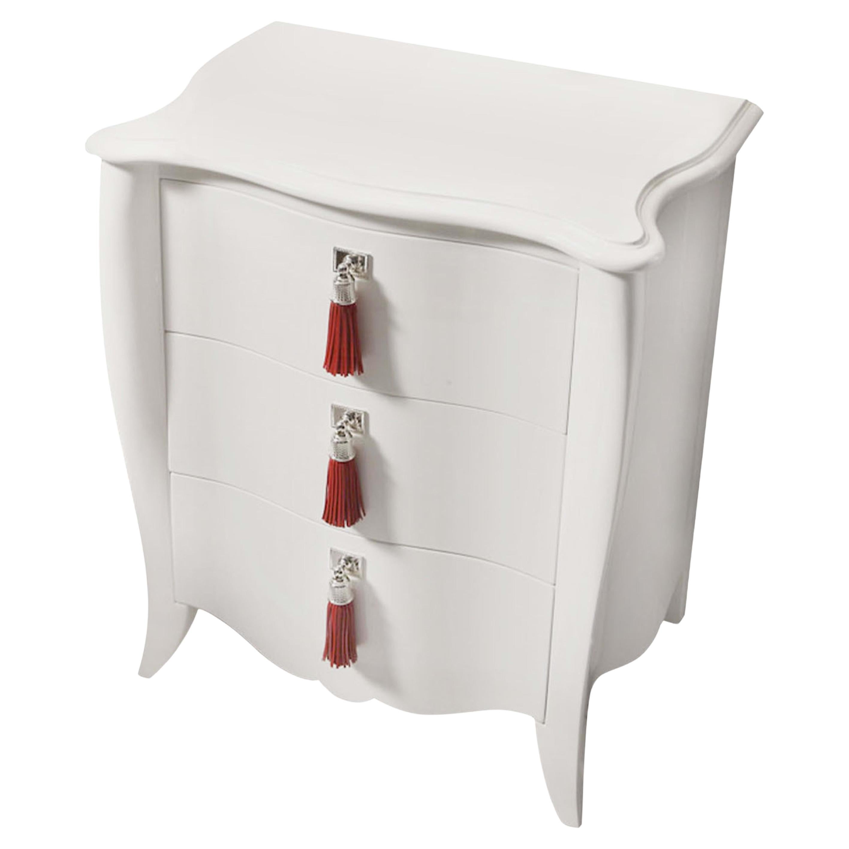 White Lacquered Wood Night Stand For Sale