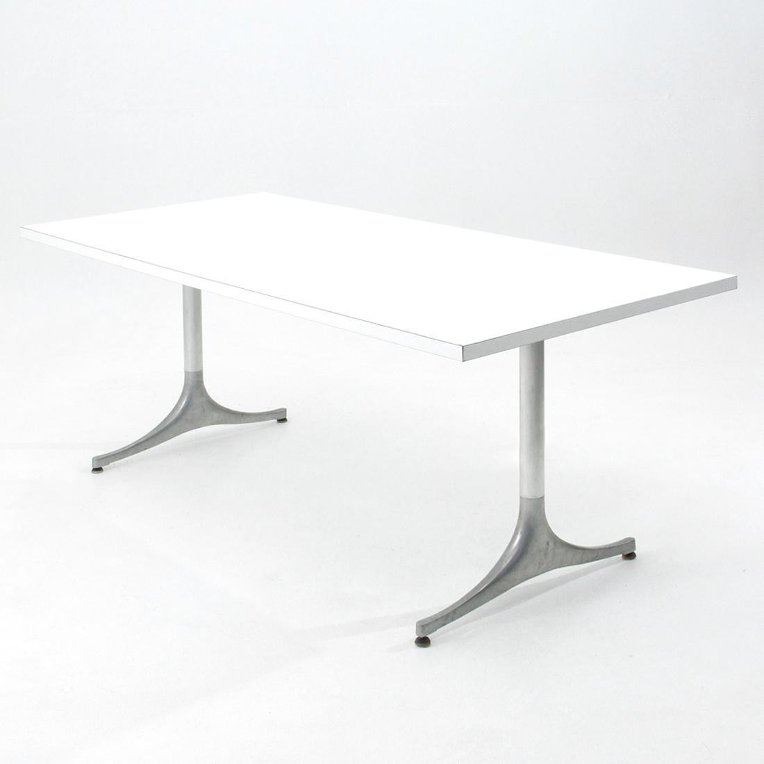 Mid-Century Modern White Laminate Top Table by George Nelson for Herman Miller, 1950s