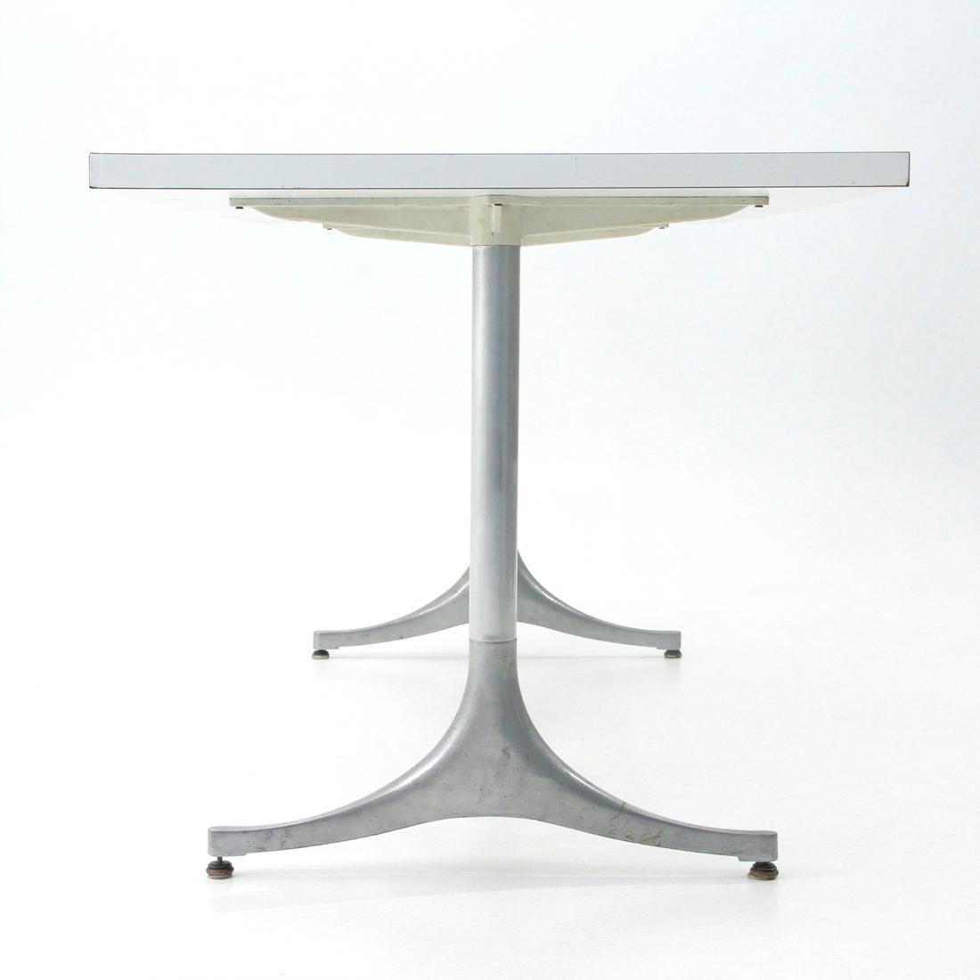 Aluminum White Laminate Top Table by George Nelson for Herman Miller, 1950s