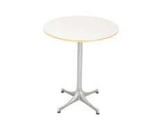 White Laminated Plywood & Aluminum 1970s Pedestal Table by George Nelson